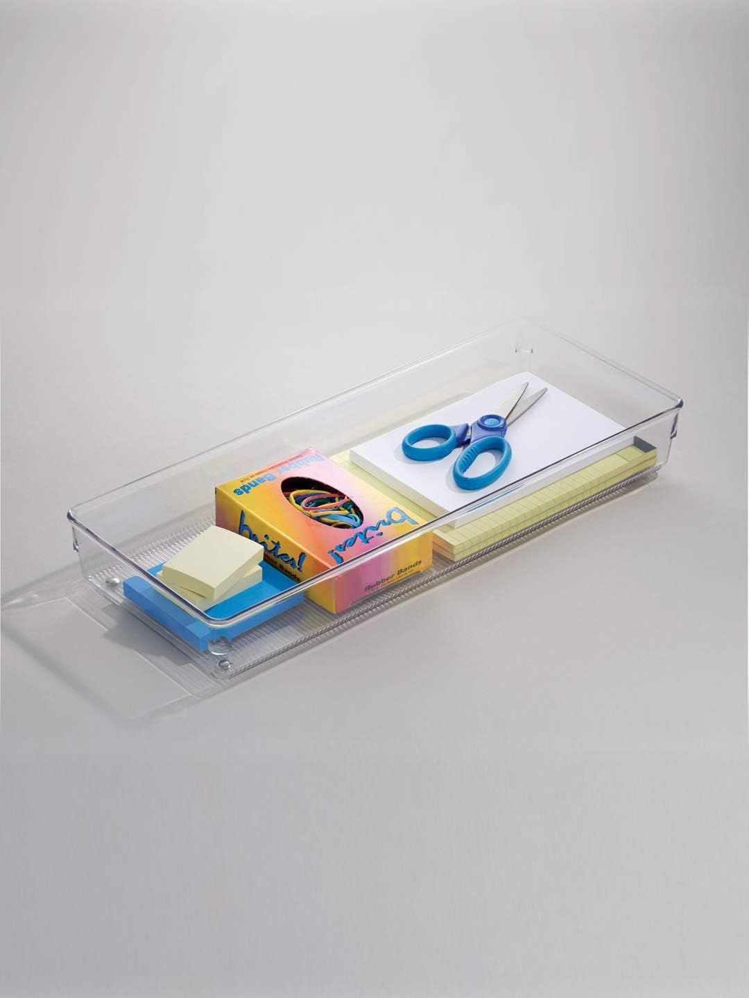 iDesign Linus Plastic Kitchen Drawer Organizer for Silverware, Spatulas, Cutlery, Gadgets, Office Supplies, Cosmetics, 6" x 15" x 2" - Clear