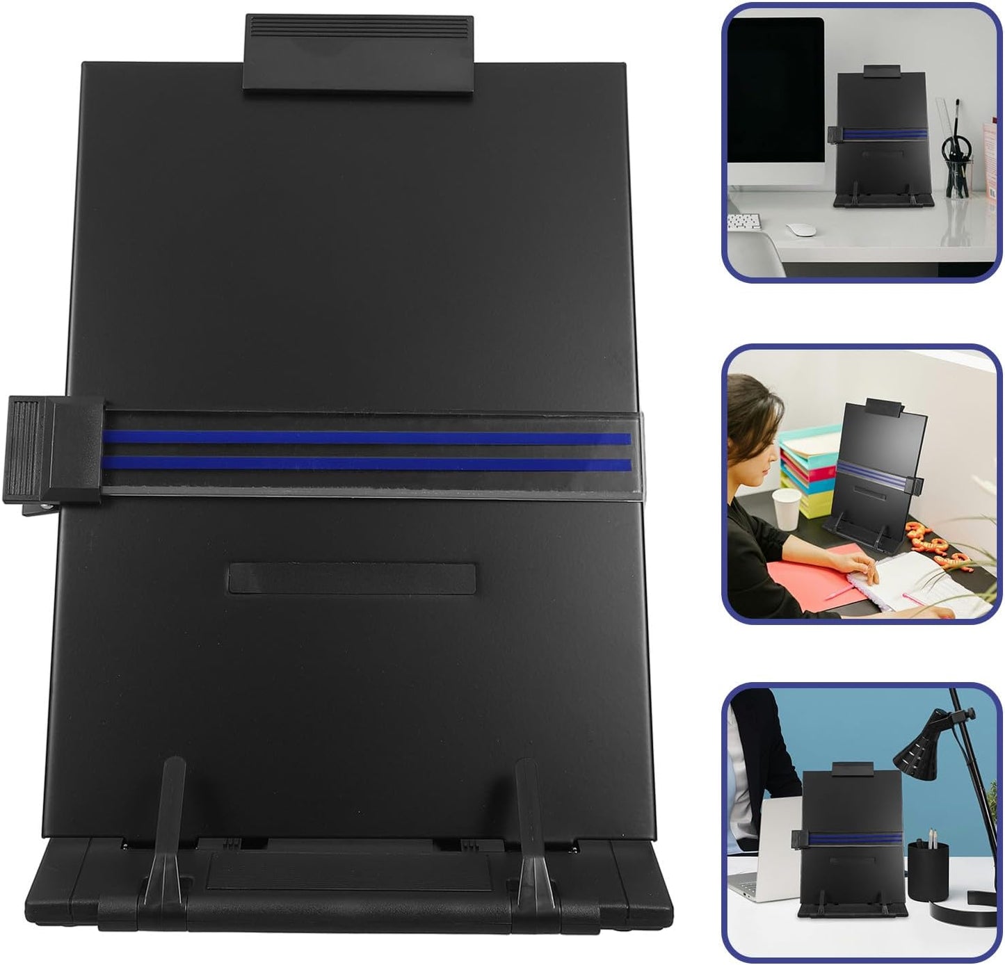 VALICLUD Adjustable Desktop Document Holder Reading Rack Paper Stand Tabletop Copy Stand for Office Desk Use Black