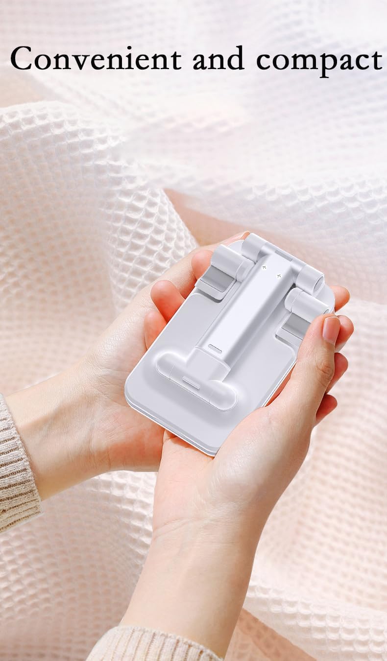 Desk Mobile Phone Holder Stand for iPhone IPad Xiaomi Adjustable Desktop Tablet Holder Universal Table Cell Phone Stand(White)