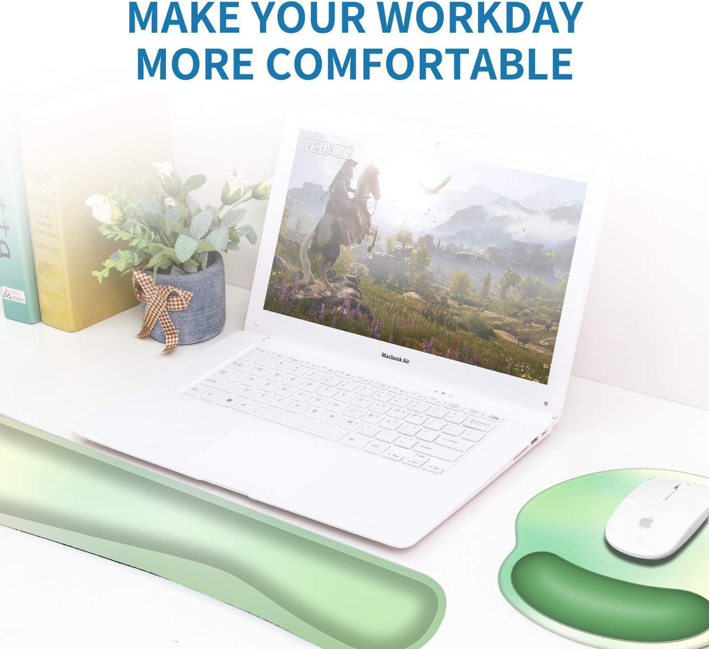 Ergonomic Keyboard Mouse Pad Wrist Rest Support Set for Laptop/Computer/Desktop,Memory Foam Hand Rest Wrist Cushion for Gaming/Office,Lightweight Comfortable & Pain Relief (Flowers)