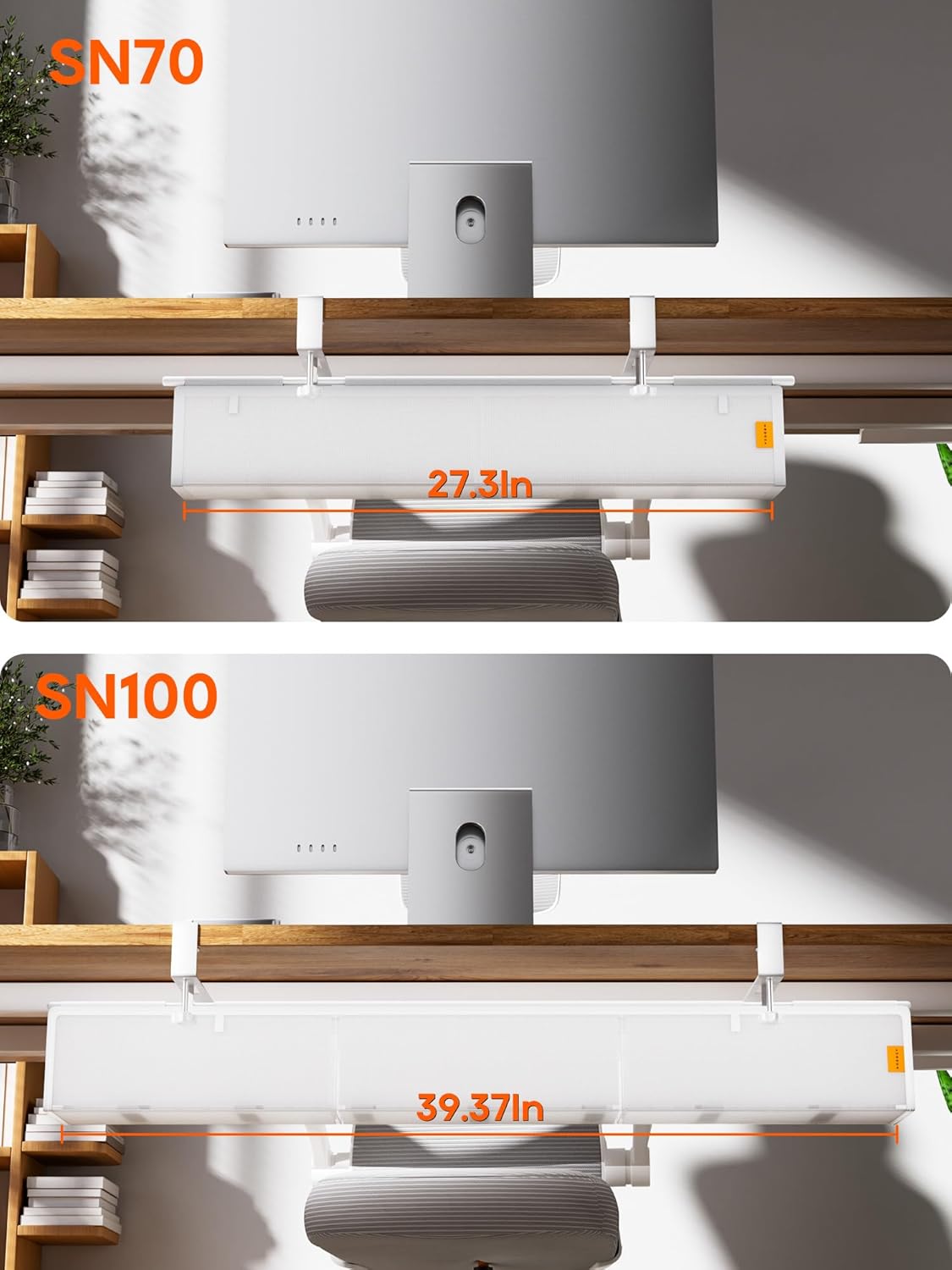 Under Desk Cable Management Tray No Drill, Cable Ties Included, Eco-Friendly Canvas Material, Mesh Design for Heat Dissipation, Cable Organizer/Storage for Standing Desk(27inch, Black)