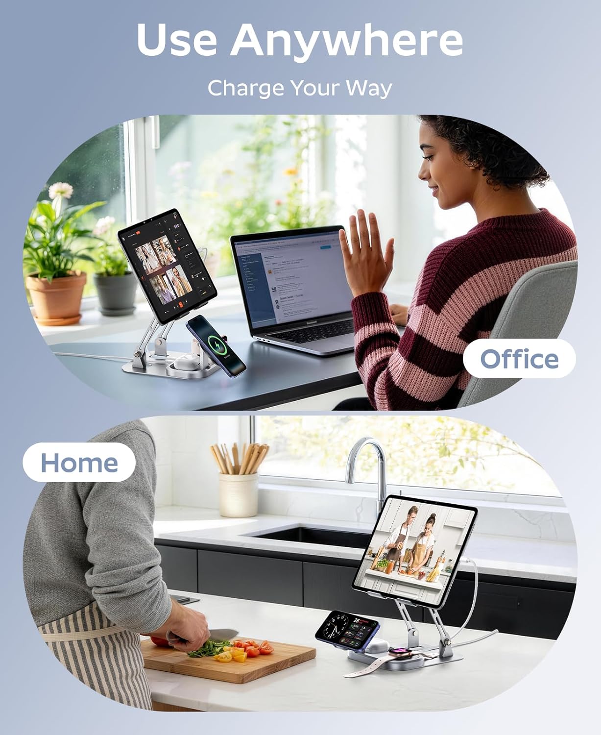 65W 5 in 1 Charging Station for Apple Multiple Devices, with 30W Fast Wired Charging Stand for iPad/Tab, Foldable Wireless Charger Design for Magsafe Charger for iPhone 17 16/Apple Watch/AirPods4