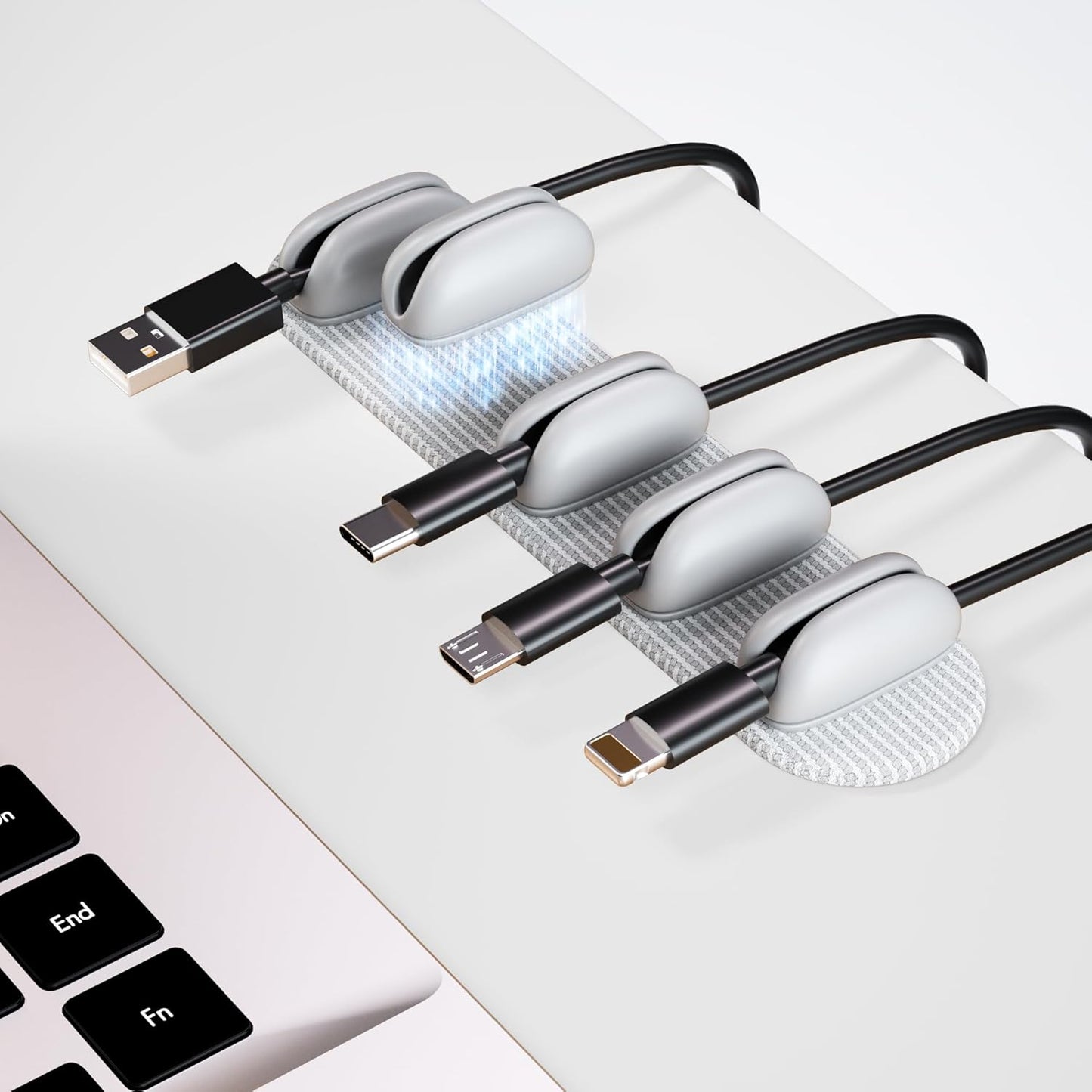 5-Pack Magnetic Cable Clips Cord Organizer - Smoothly Adjustable, Puretor Desk Cable Management Clips. Ideal Wire Holders for Desktop, Nightstand, Wall - Perfect for Home Office, Phone, Car (Black)
