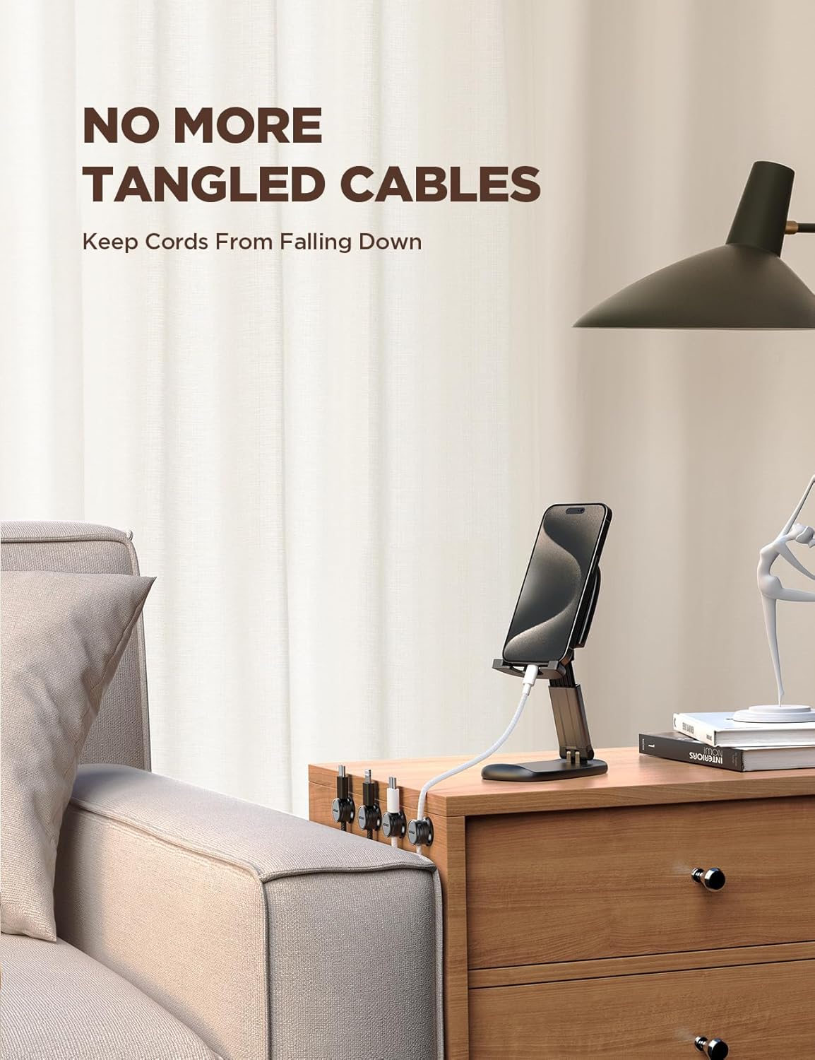 9 Pack Cable Management Cord Holder, JOYROOM Magnetic Cable Clips Adhesive Wire Hider, Cord Organizer for Desk Bedside Nightstand Table Desktop USB Wall Car Office Workspace Accessories, Black