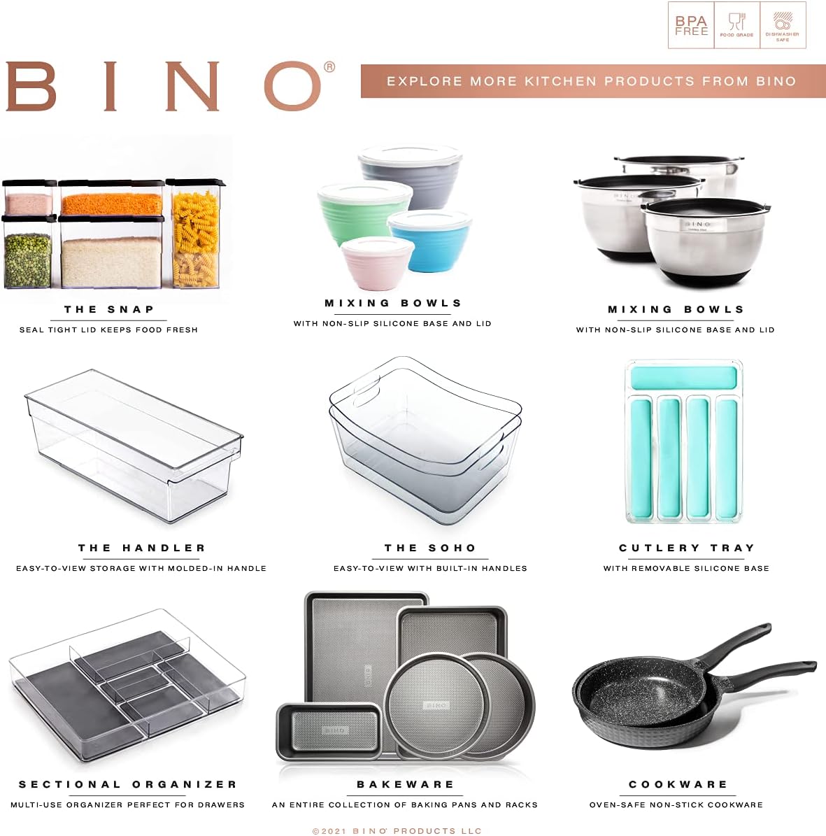 BINO | 4-Piece Drawer Organizer Bin Set | THE MODULAR | Multi-Purpose Storage | Durable | BPA-Free | Desk Drawer Organizer | Vanity Bathroom Makeup