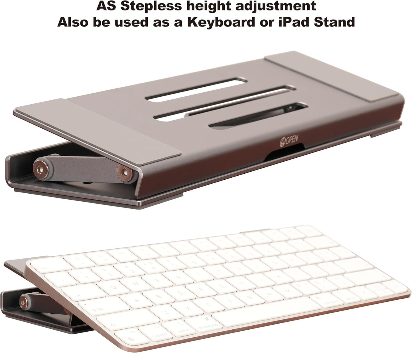 Aluminum Fold & Laptop Riser Stand 3-in-1 Adjustable, Foldable Cooling Stand with Integrated Storage Box, Ruler and Ultra-Slim Portable Design for MacBook, Tablet, Ipad, Keyboard and All Laptop