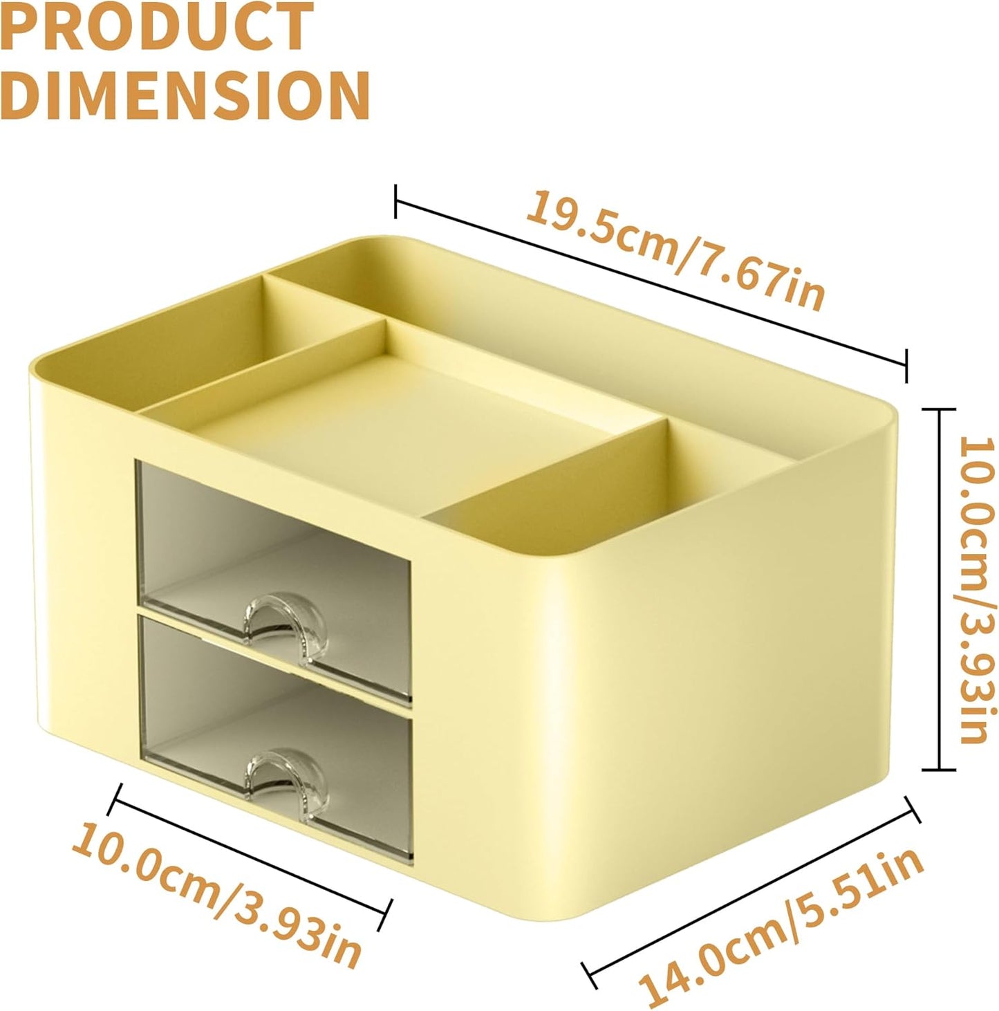 Marbrasse Pen Organizer with 2 Drawer, Multi-Functional Pencil Holder for Desk, Desk Organizers and Accessories with 5 Compartments + Drawer for Office Art Supplies (White)