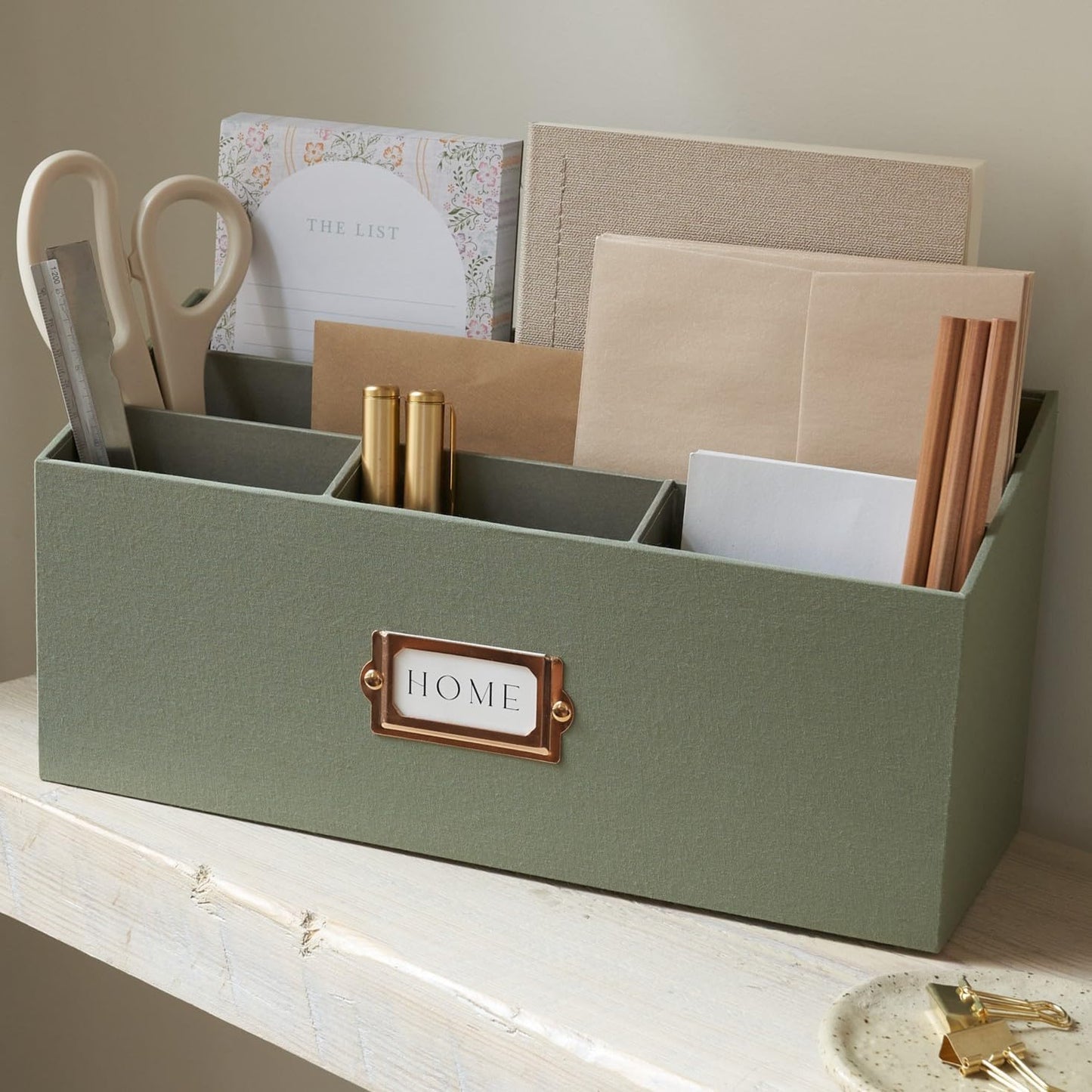 KIBAGA Stylish Linen Mail Organizer for Your Countertop – Easily Organizes Pens, Mail & More in Spacious Compartments on Any Desktop – The Perfect Desk Sorter for Paper & Office Essentials