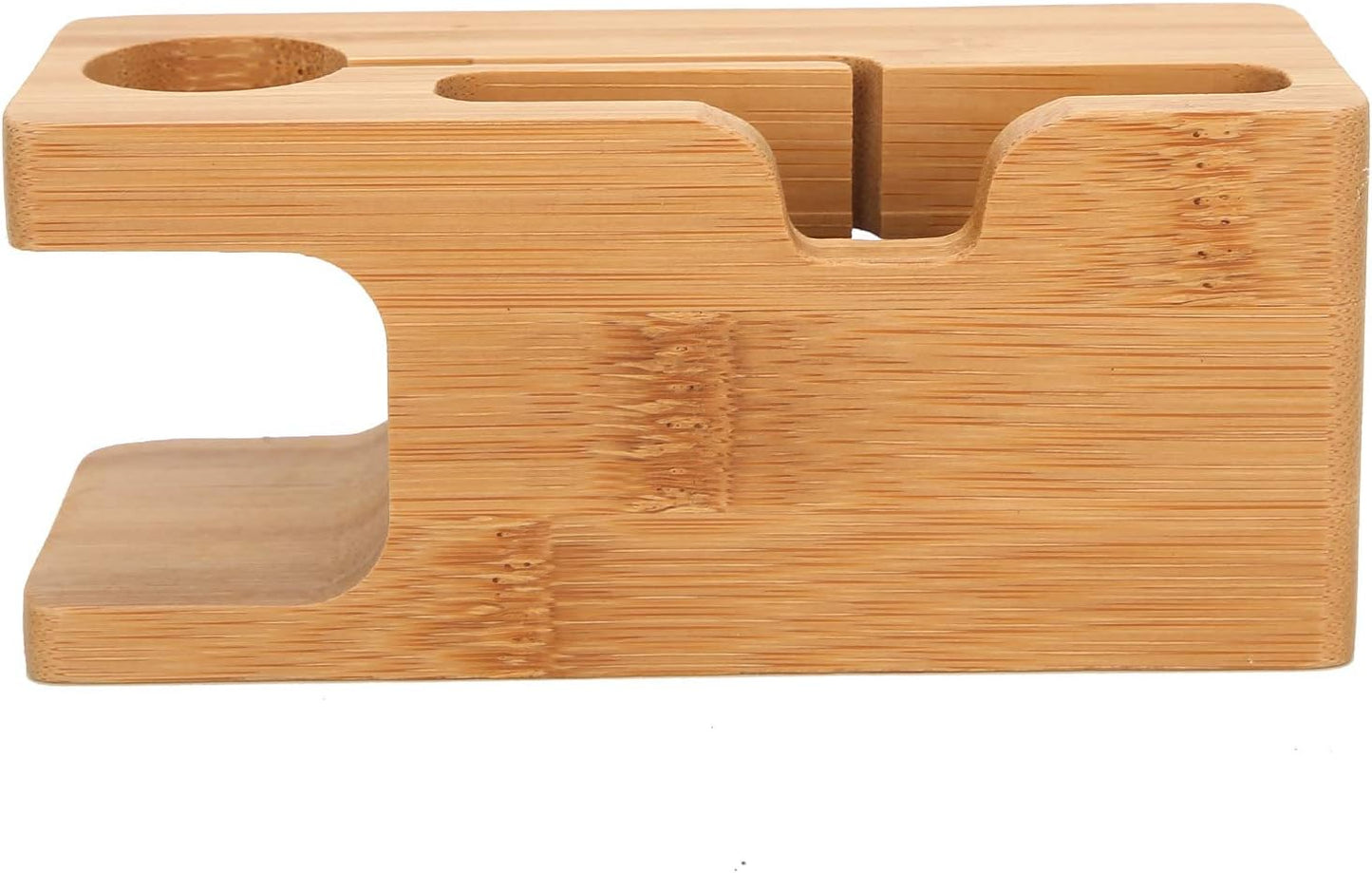 Pssopp Bamboo Charging Station, Wooden Charging Station Desktop Docking Station Organizer for Cellphone Smart Watch Tablet Charging Cables