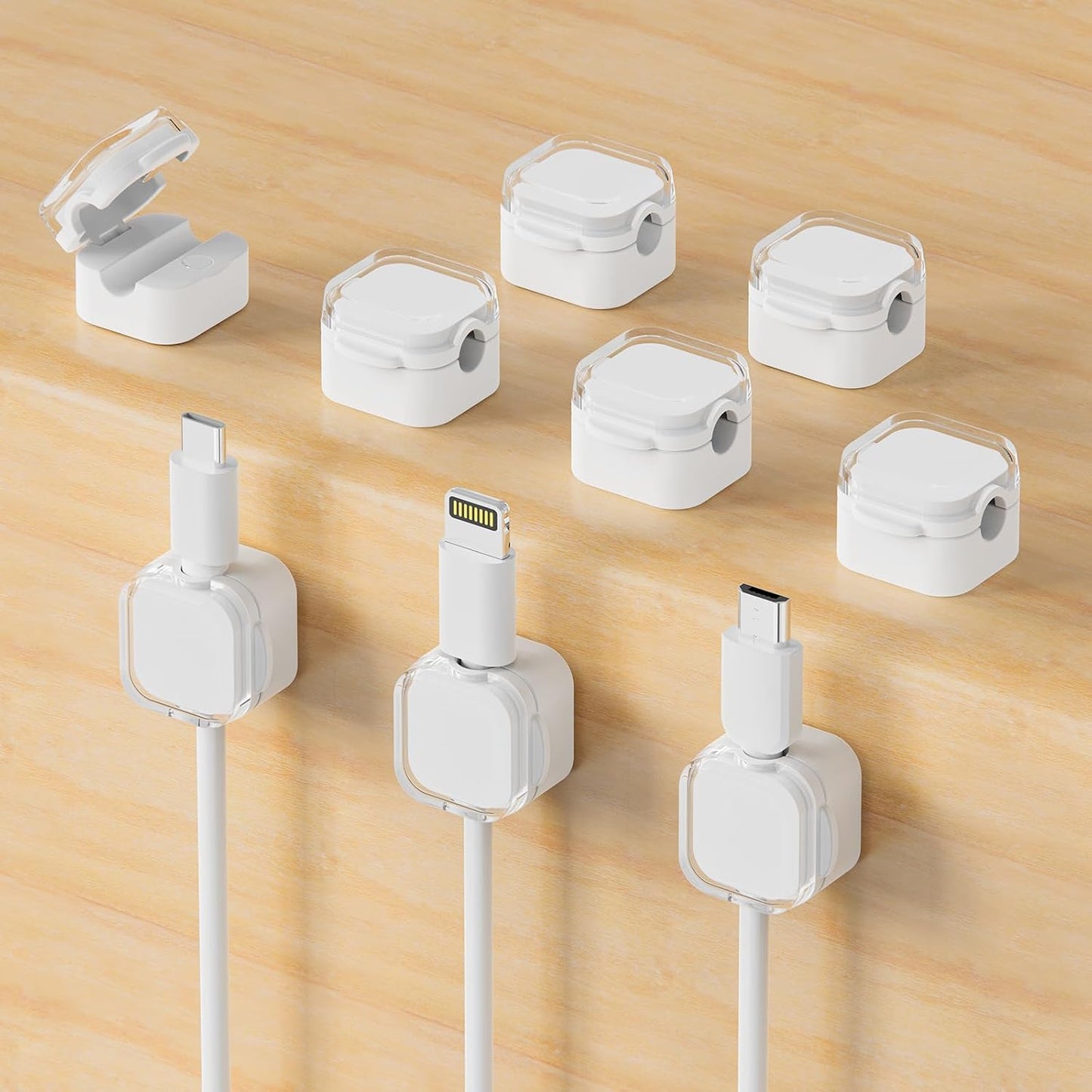 9-Pack Magnetic Cord Holder - Magnetic Cable Clips Strong Adhesive Desk Cable Management | Cable Management Cord Holder Organizer for Home Office Desk Phone Car Wall Desktop Nightstand (Black)