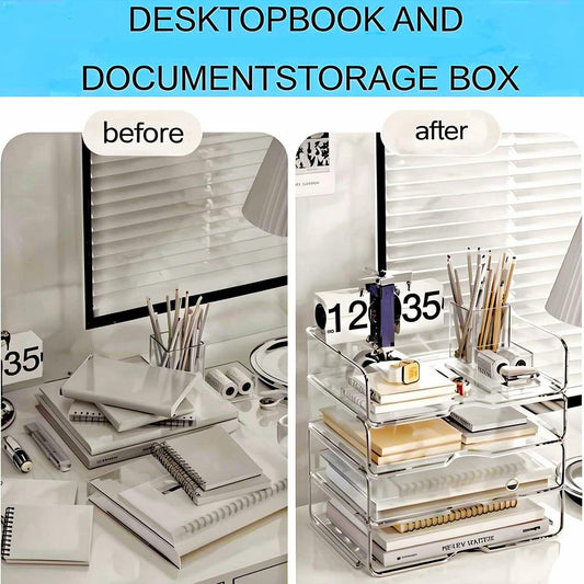 DCA Large Capacity Desk Organizer, 4 Tier Paper Organizer, File Organizer for Desk, Stackable Paper Tray for Office, Home and School