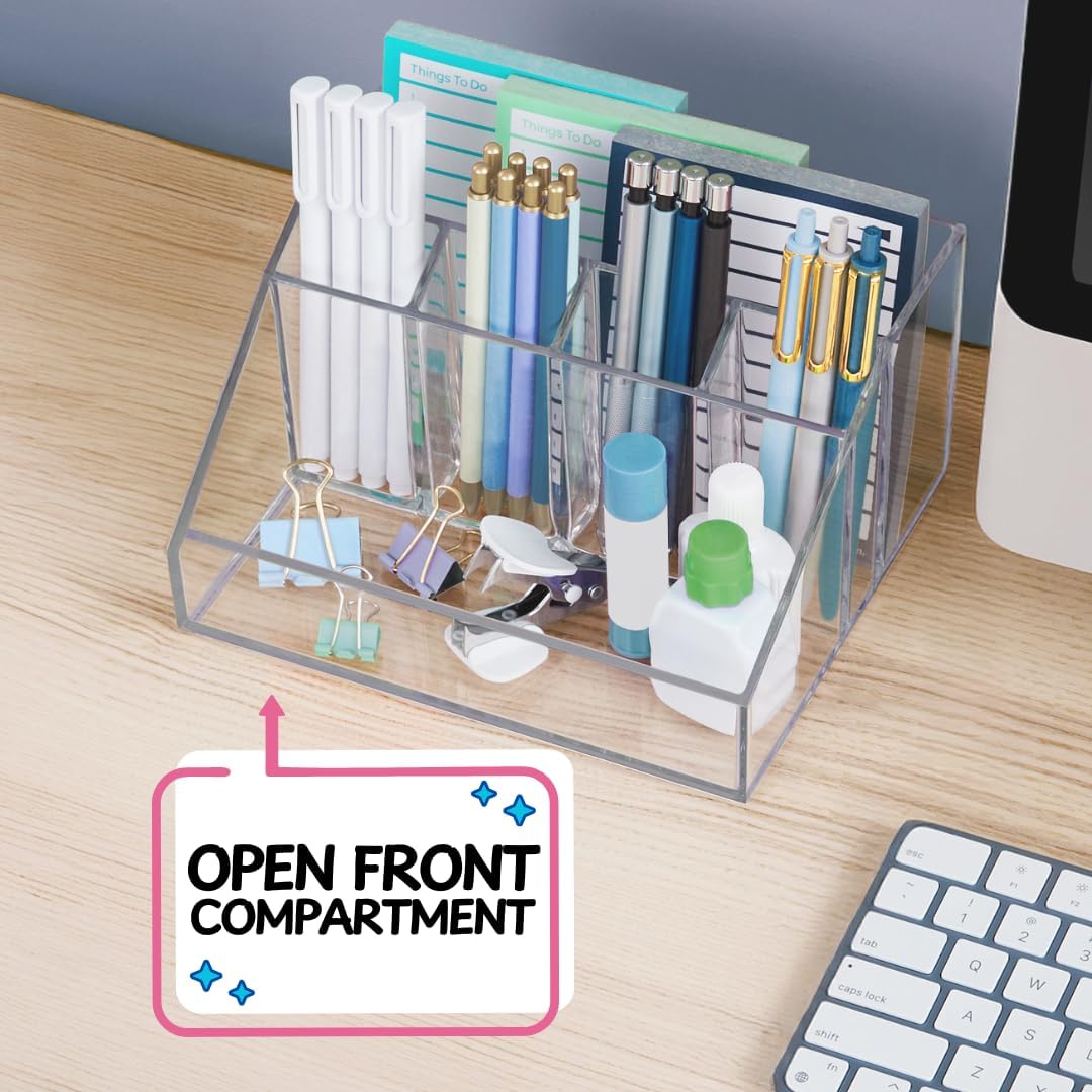 STORi Chloe Space-Saving Clear Drawer Organizer (4 Wide Drawers) Sort Office, Kitchen, Beauty Supplies, Makeup, Pens, Jewelry, Stationary, Made in USA