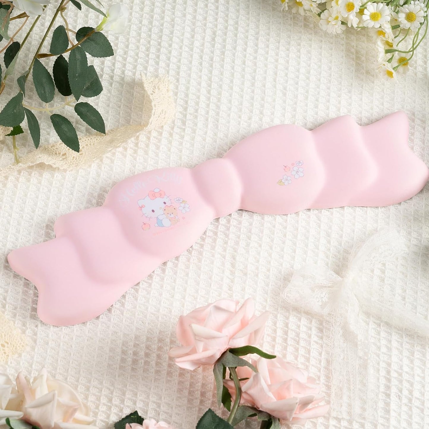 Kuitmor Memory Foam Bowknot Wrist Rest,Non-Slip Rubber Base Keyboard Wrist Rest for Gaming,or Home Office Work - FlowerCat