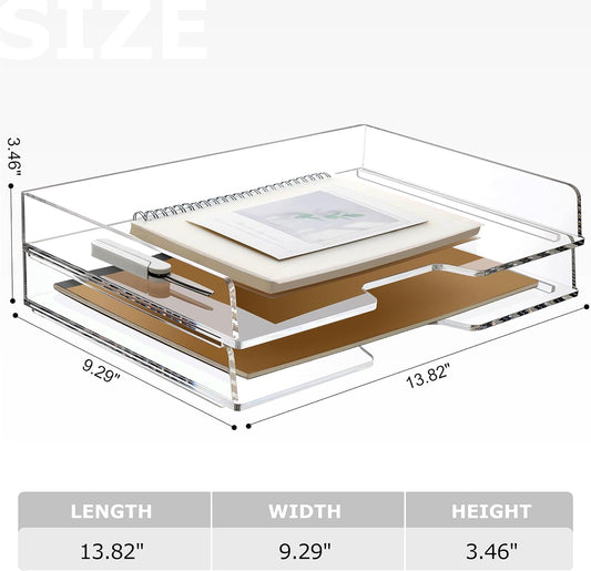 SANRUI 4 Tier Clear Desk Paper Letter Organizer Trays, A4 Stackable File Document Tray, Acrylic Desk Organizers and Accessories Sorter, Workspace Office Supplies Organizers,12.4inx8.86inx6.64in
