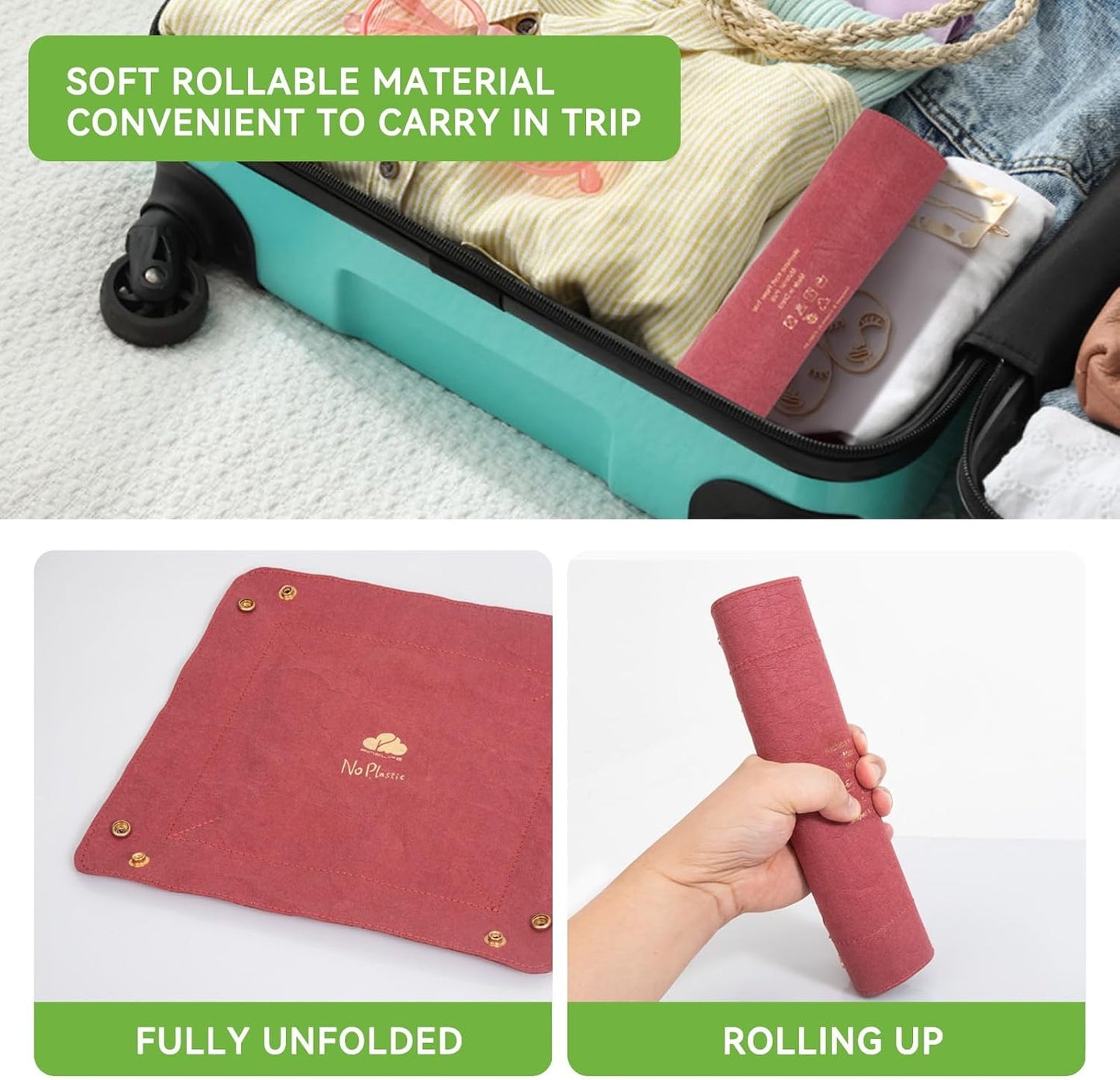 Foldable Valet Tray Set of 3 - Red, Green, Brown - Organizer for Desktop, Nightstand, Office, Travel & Holiday Gifts for Men, Women