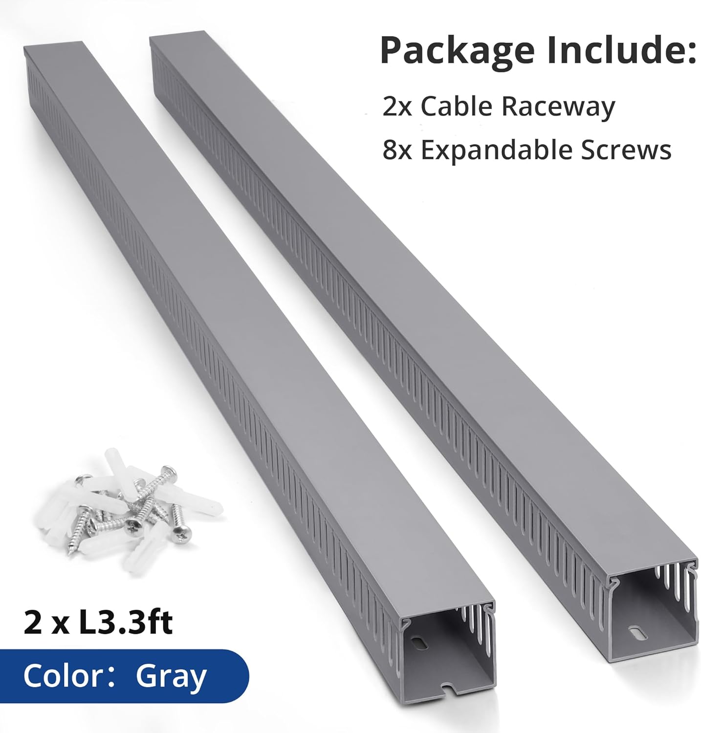 ZhiYo 2 x 2in Professional Server Rack Cable Management Raceway, 99in (6X L16.5in) Cable Raceway Kit, Electrically Safe PVC Open Slot Wire Raceway for Under Desk/Computer/Network Cords, Black