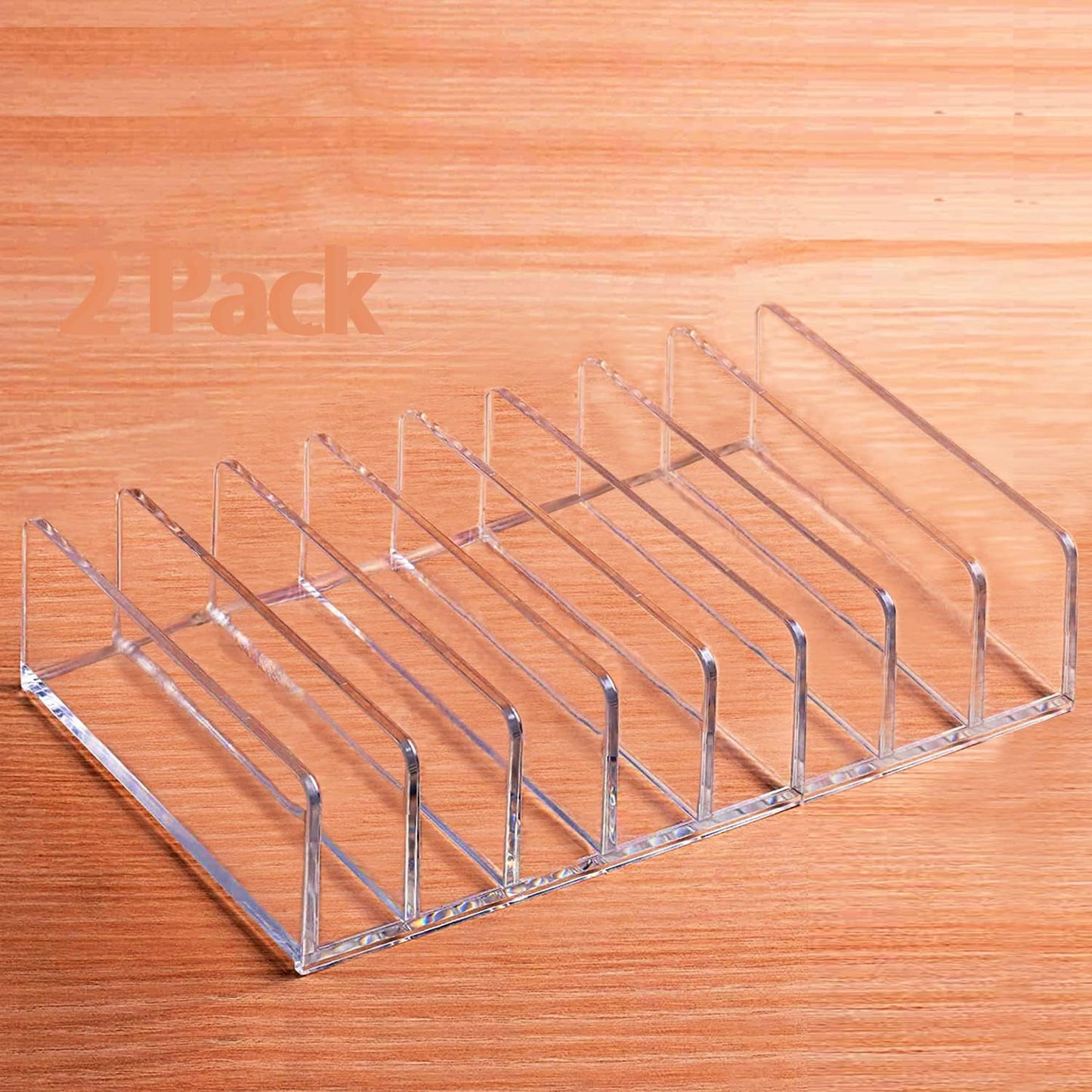 Acrylic Mail Holder 2 Pack, 7 Slots Clear Desk Organizer for Sorting Mail, Clear Bill Money Organizer for Envelope, Card and Makeup, Cash Tray for Cash Stuffing, Use in Home and Office