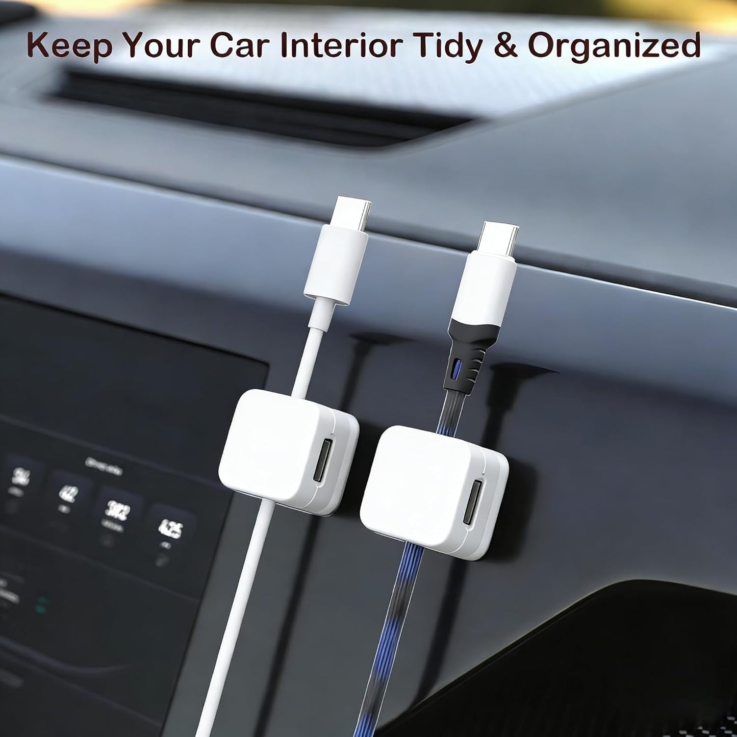10 Pack Cord Organizer, Magnetic Cable Management, Cord Holder for Desk, Adhesive Cable Clips Wire Keeper for Nightstand, Home, Office, Desktop, Car, Wall (Black)