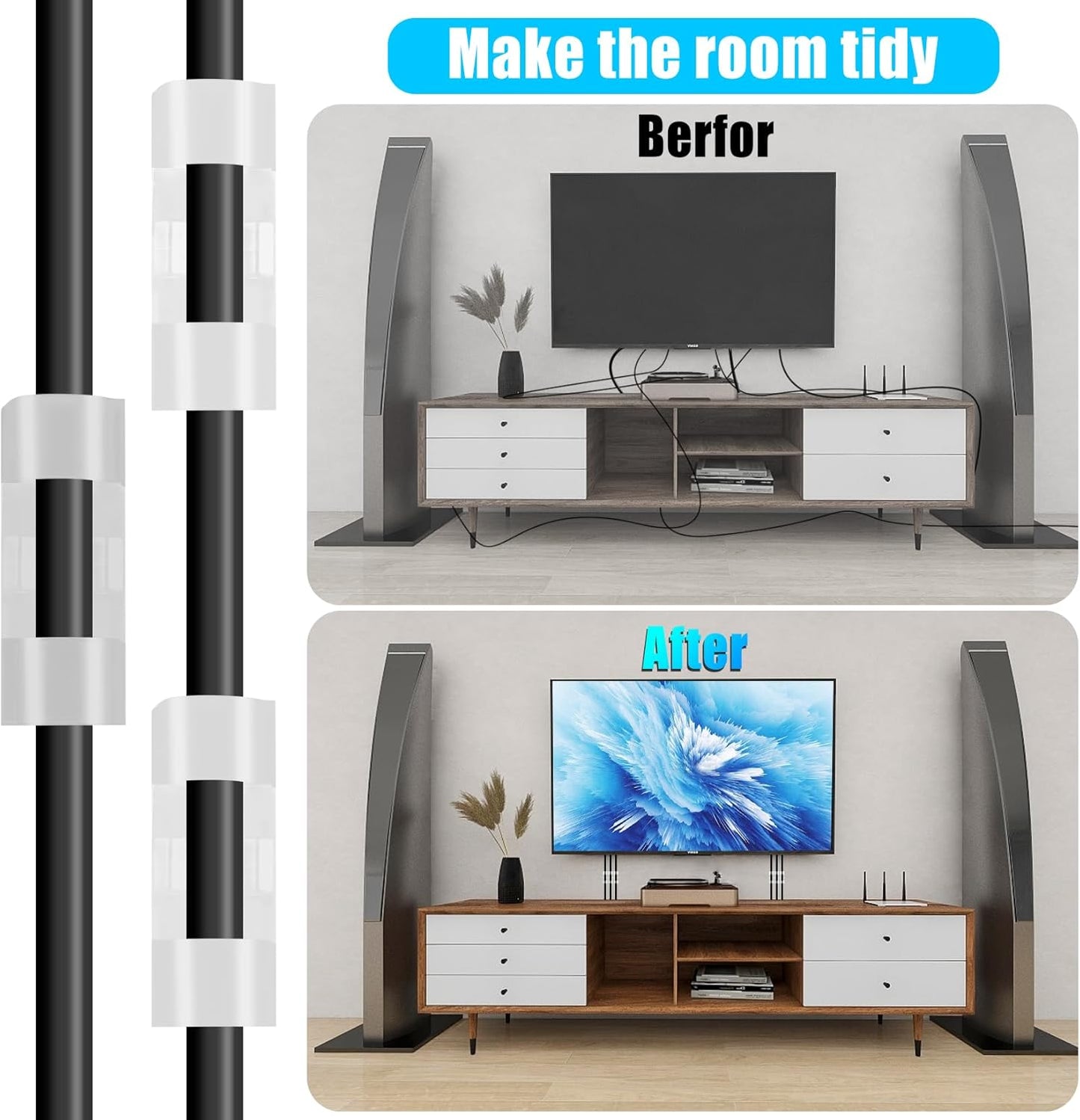 XHF 50pcs Medium Self Adhesive Cable Clips Clear,Wire Clips Cable Management Wire Organizer Cord Holder for Under Desk, Car, Wall, TV PC Ethernet Cable