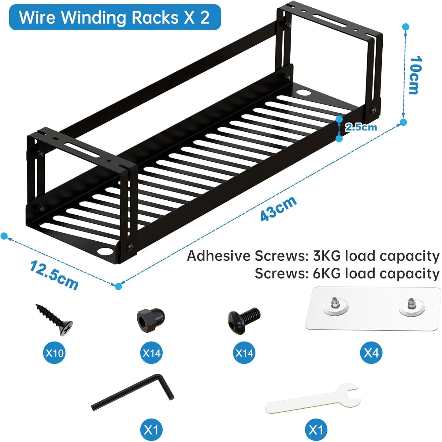 PAVSTINE Under Desk Cable Management Tray, 17 in Metal Cable Tray Basket for Wire Management, Power Strip Holder, Cord Organizer, Wire Tamer for Home/Office Desk Cable Hider Black