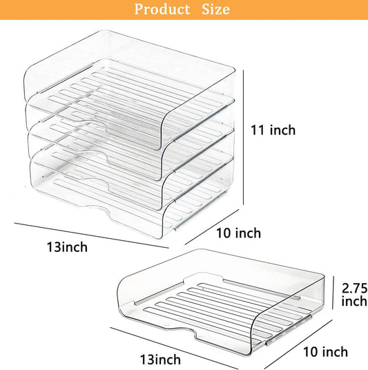 4-Tier Large-Capacity Paper Organizer, File Organizer for Desk, Stackable Paper Tray for Office, Home and School