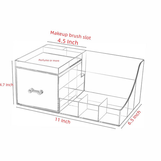 Cq acrylic 2 Pack Clear Make up Organizer Countertop,Stackable 5 Drawers Makeup Storage,Cute Vanity Organizers for dresser Hair Clip,Jewelry,Beauty Product Desk and Bathroom Organizers and Storage