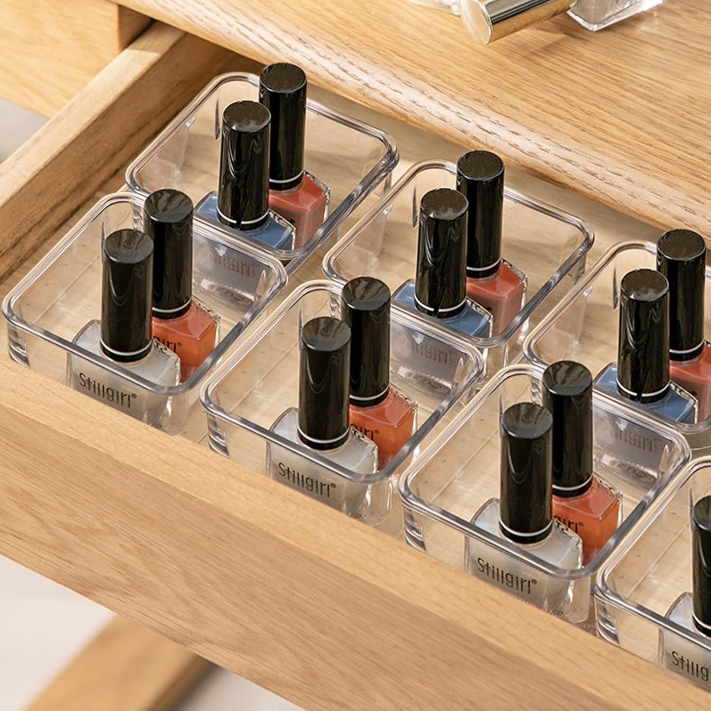 25 Pcs Clear Drawer Organizers 3 x 3 x 2 Inch Stackable Makeup Storage Bins Clear Container Dividers Small Vanity Desk Drawer Organizers for Kitchen Bedroom Office