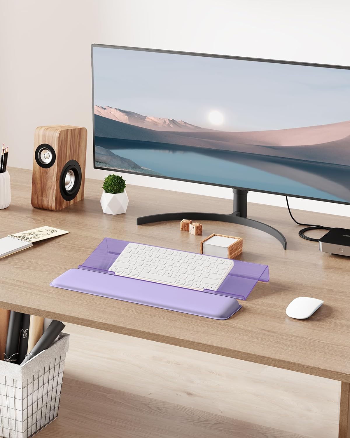 Laborio Computer Keyboard Wrist Rest Stand for Desktop, Keyboard Holder for Easy Typing with Wrist Pad for Office Desk, Home, School (Pink)