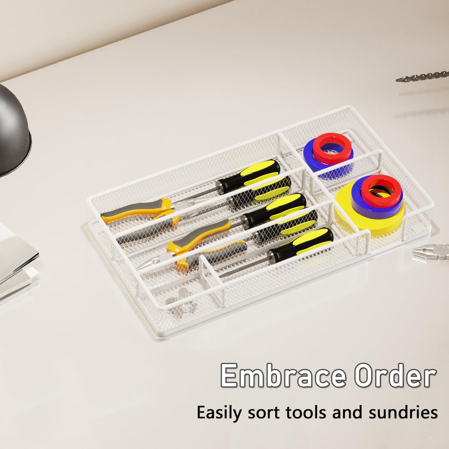 Desk Drawer Organizer Tray, Office Drawer Organizer, Workspace Organizers, Suitable for Tools, Pencils, Office Supplies Storage (Black)