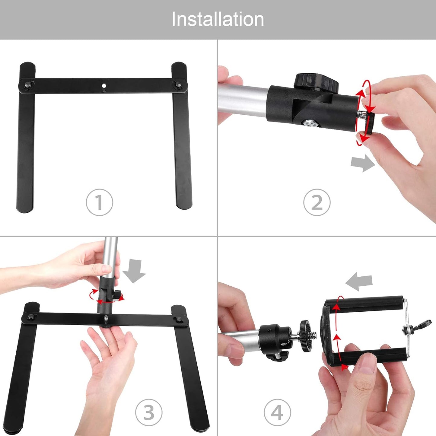 Overhead Video Stand Phone Holder Articulating Arm Phone Mount Table Top ChromLives Scissor Boom Arm Articulating Phone Stand Tablet Phone Holder for Streaming Phone Baking Crafting