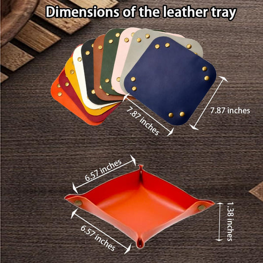 Leather Valet Tray 12 Pcs,Stylish Valet Tray Organizer for Keys,Wallets,Jewelry,Phone,Coin Watch and More,Leather Valet Trays 12 Colors Catchall for Entryway Desk Portable Accessories