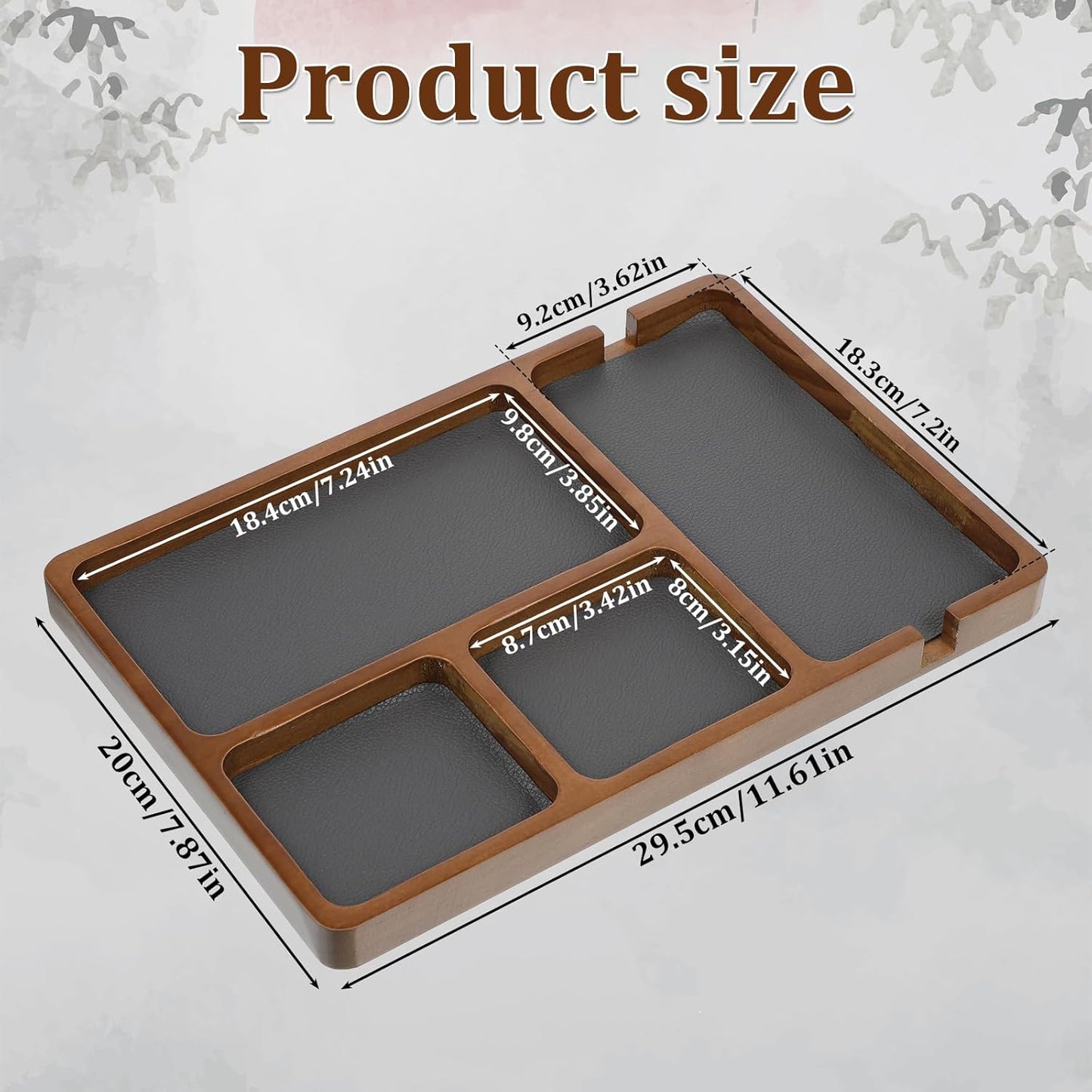Valet Tray for Men, Black Sandalwood Catch All Tray, Wallet Trays Organizer for Nightstand, Desk, Elegant EDC Valet Trays for Keys, Watch, Phone, Jewelry