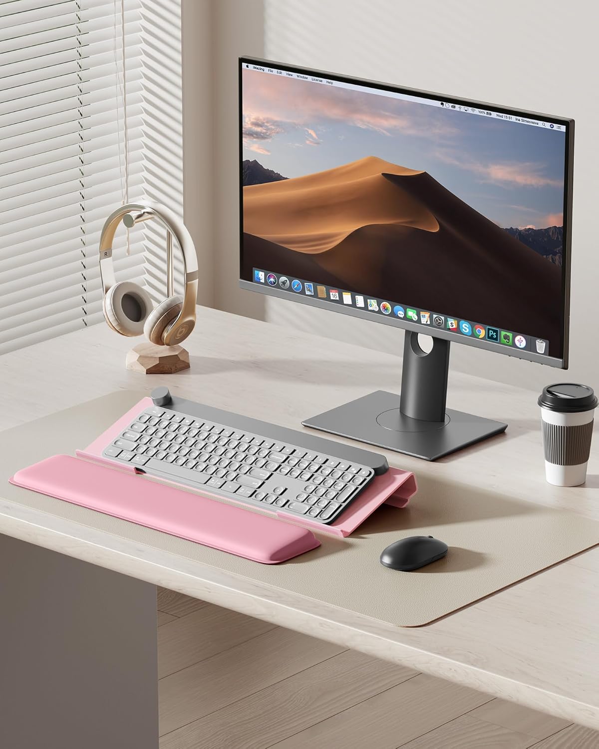 Laborio Computer Keyboard Stand for Desktop, 2-Level Height Adjustment Keyboard Wrist Rest, Non-Slip Key Board Riser Pad for Office, Gaming, and Home Desks