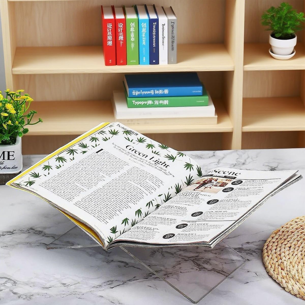 Haploon 2 Pcs Clear Acrylic Book Holder 10 x 6 x 5.5 in Cross Frame Book Stand Coffee Table Book Stand, Open Large Book Display Stand Adjustable Height for Cookbooks, Quran, Bibles, Easel, Art