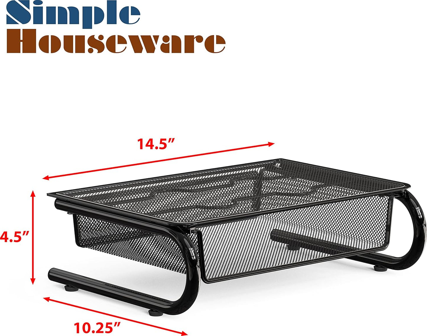 Simple Houseware Mesh Monitor Riser with Drawer, Black