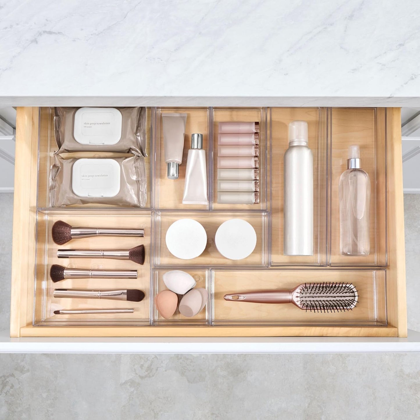 iDesign Clarity Drawer, Kitchen and Bathroom Organization Silverware, Spatulas, Gadgets, Large-Set of 2