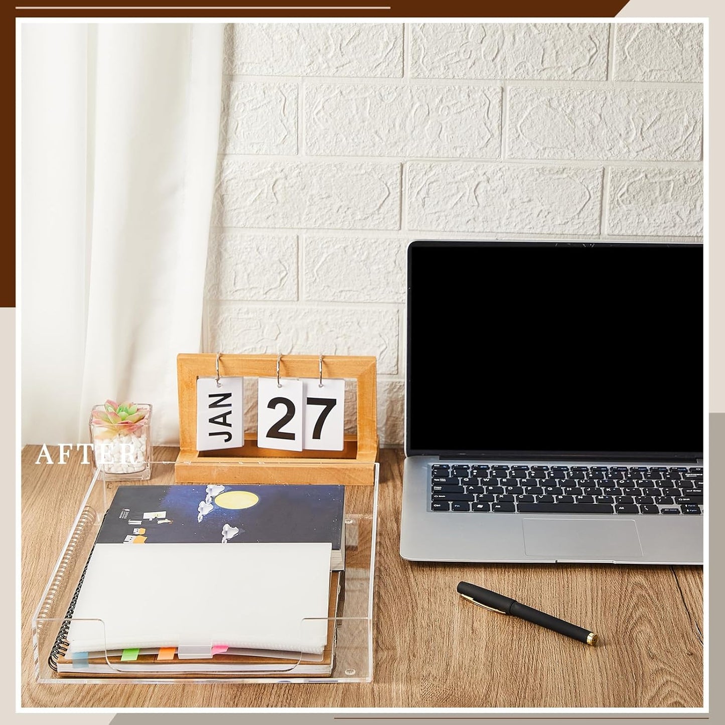 Lincia 12.6 x 10.2 x 2.1 Inches Acrylic Letter Tray Stackable File Paper Tray Acrylic Desk Organizer Clear Holder Desk Accessories for Office Home Library