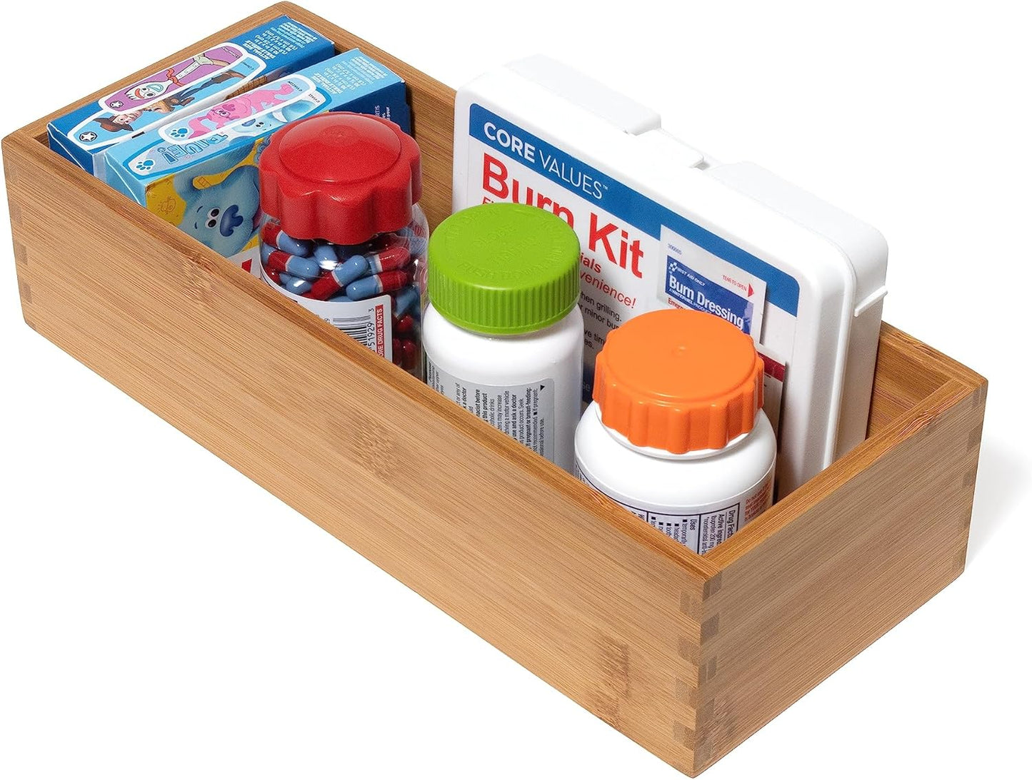 Lipper International Bamboo Wood Utensil Holder Storage Box for Cooking Tools, Makeup, or Office Supplies, 4" x 9 1/4" x 3"