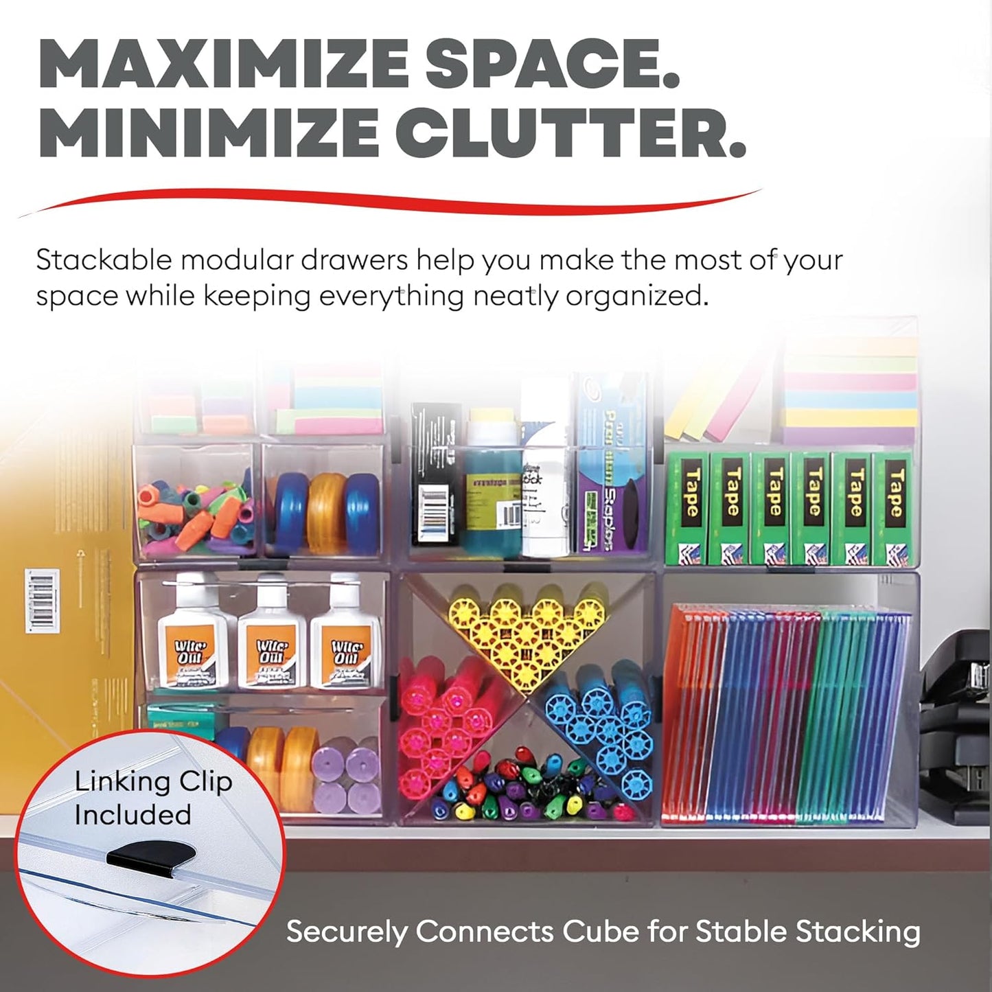 Deflecto Stackable Cube Organizer - X Divider, Clear (350201-AMZ)