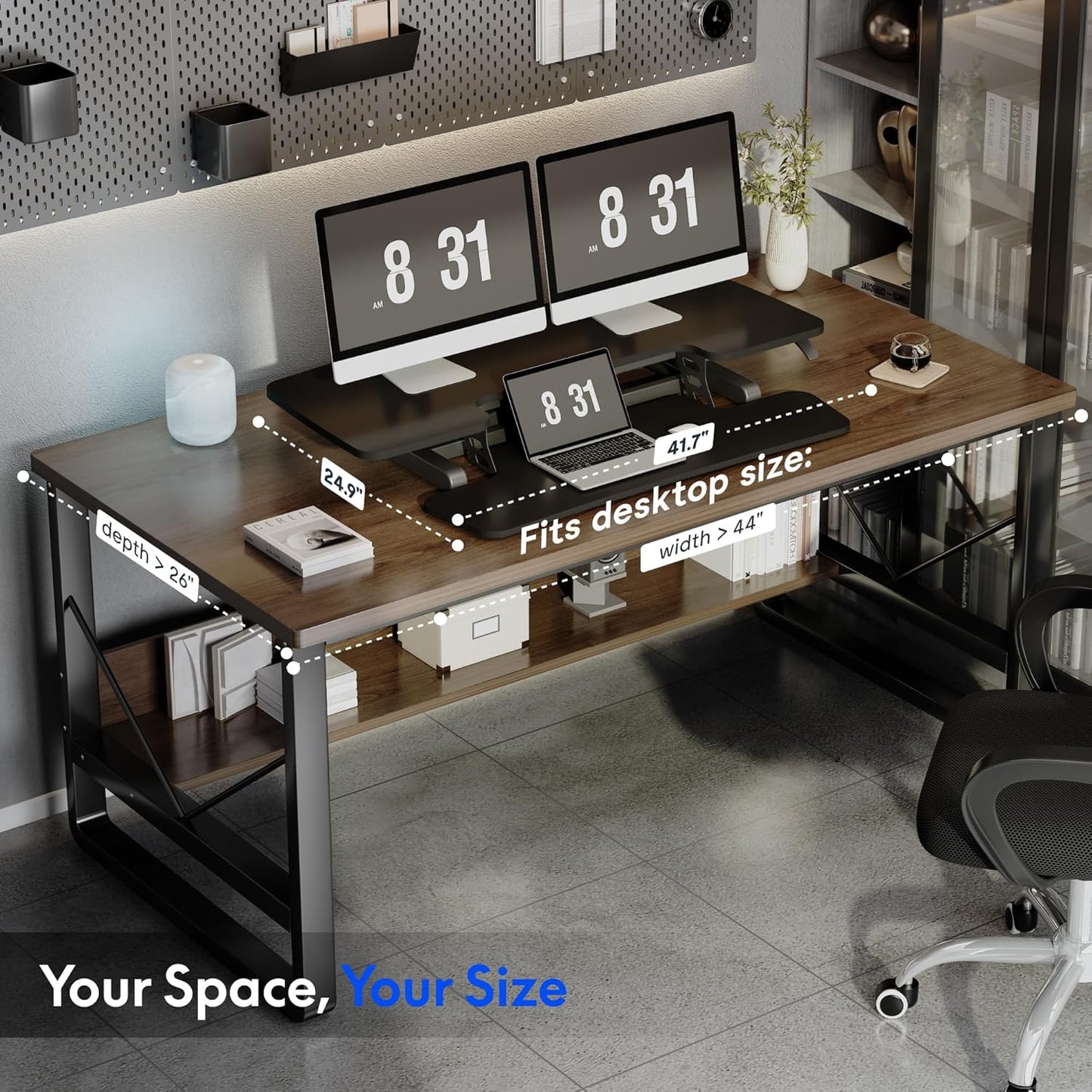 FLEXISPOT Standing Desk Converter 28" Desk Riser for Small Spaces, Compact Desktop Riser Sit Stand Computer Workstation, Stand Up Desk Converter for Laptop & Single Monitor, Black