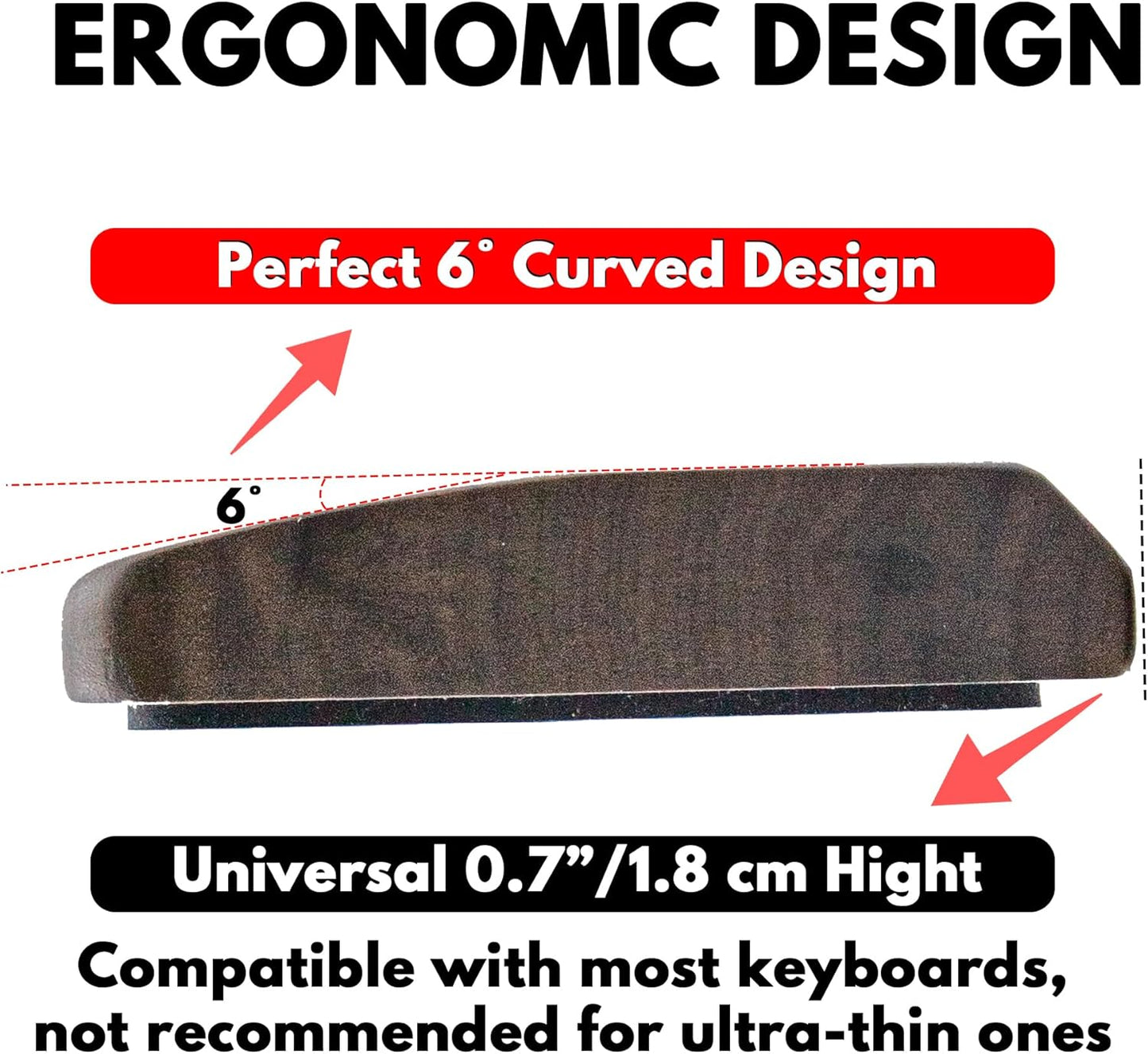Walnut Wooden Wrist Rest Pad for 75% 80% TKL Keyboard, Ergonomic Solid Wood Hand Rest with Non-Slip Base, Stain Resistant Palm Support for Typing & Gaming (14.2“ L)