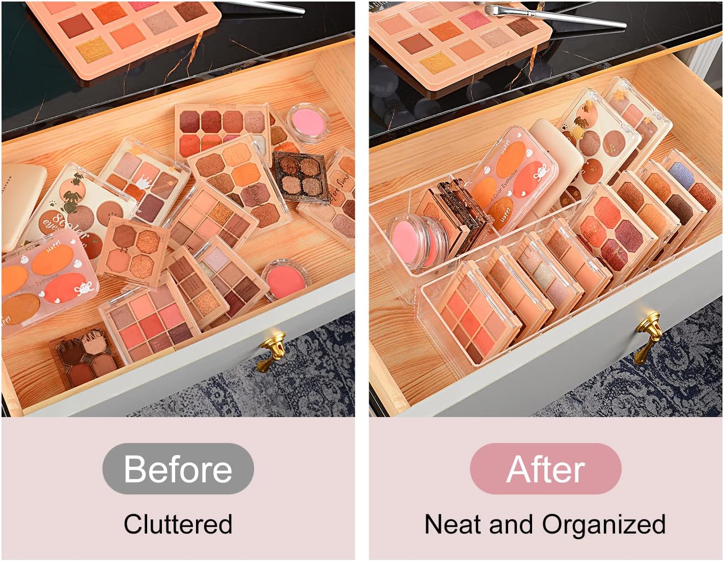 JessLab Acrylic Organizers, Bathroom Organizer for Drawer, Cosmetic Display Cases for Vanity, Countertop, Desk, Kitchen, and Makeup Storage, 1-Section