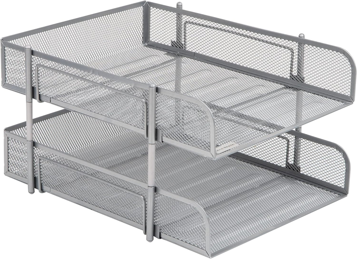 Mind Reader Stackable Paper Tray, Desktop Organizer, File Storage, Office, Metal Mesh, 2 Pcs, Black