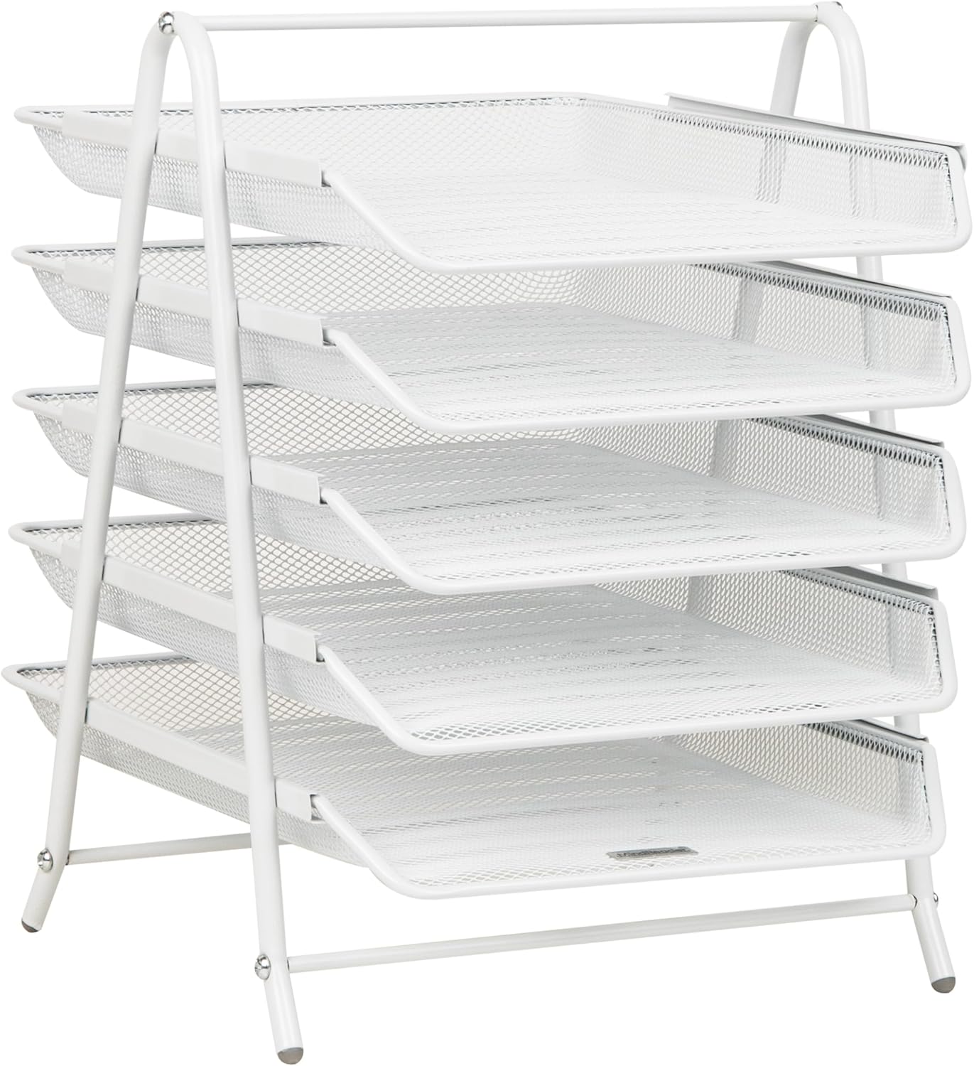 Mind Reader 5-Tier Paper Tray Organizer, Vertical Desktop File Storage Rack, Office, Metal Mesh, Black