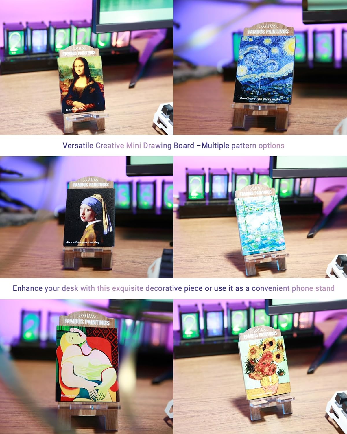 Aesthetic Acrylic Phone Stand – Artistic Desk Holder for Phones, Tablets & E-Readers | Sturdy, Lightweight & Decorative Gift (Water Lilies - Monet)