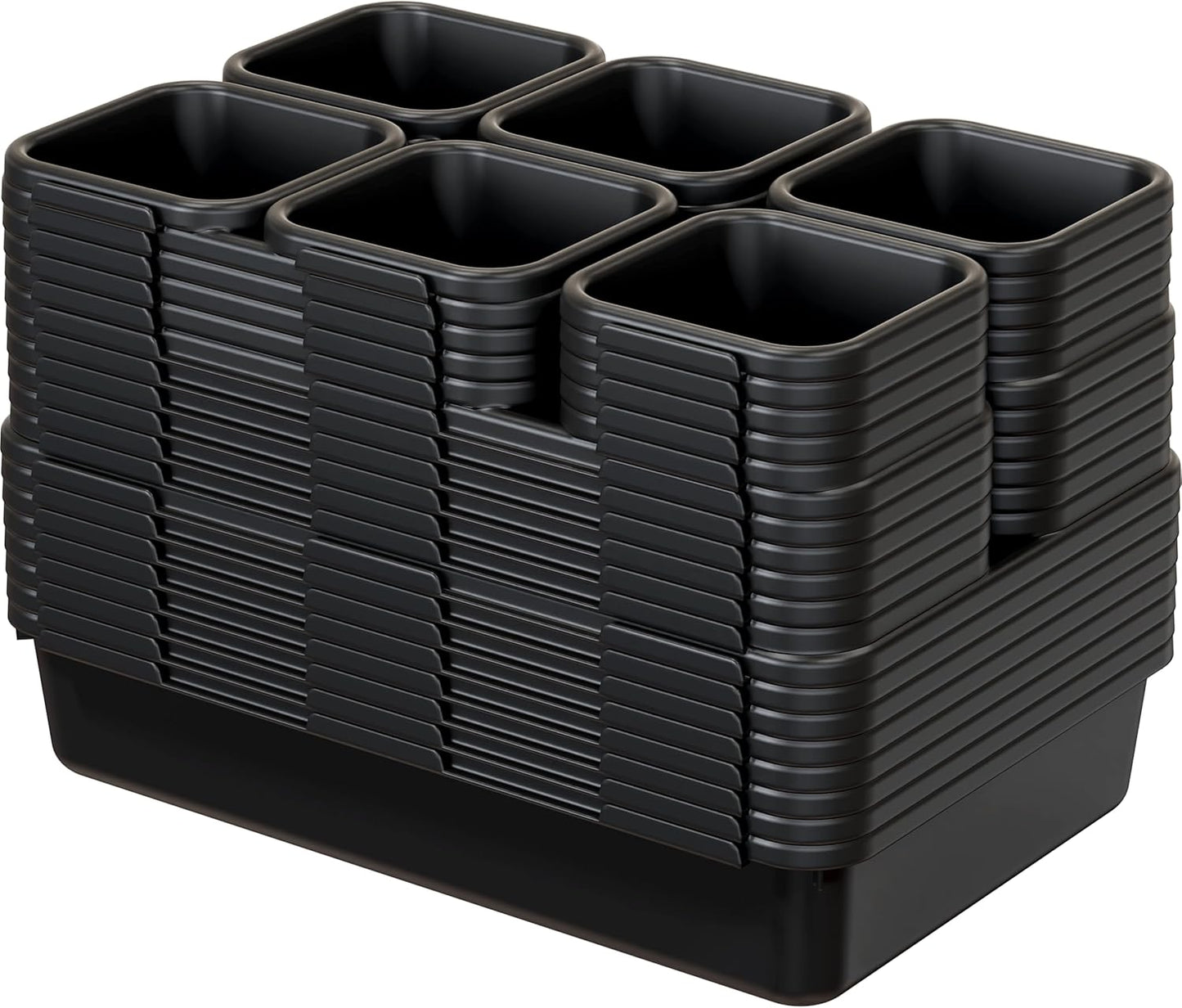 Simple Houseware Interlocking Desk Drawer Bins Organizer, 10 Packs, Black