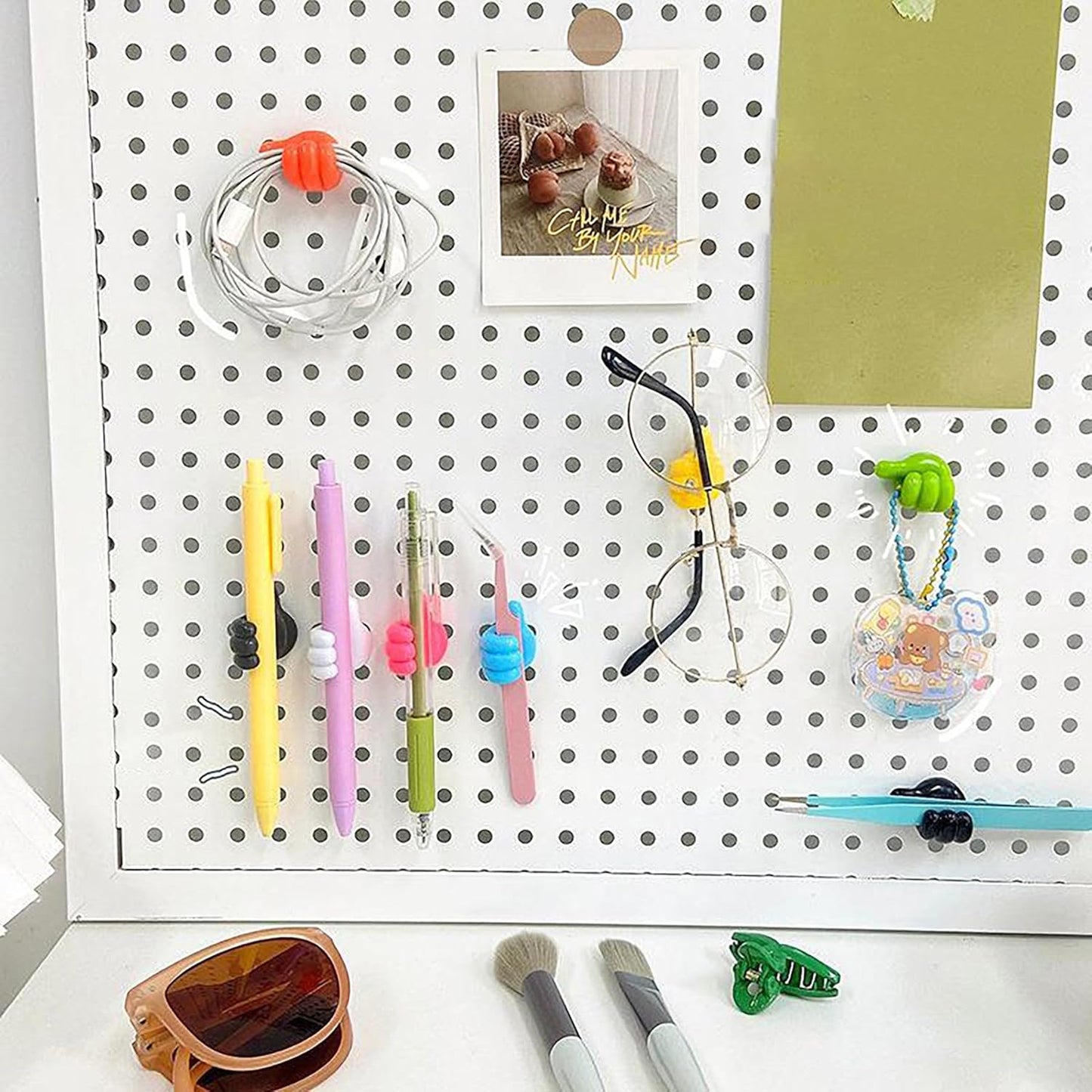 32 PCS Creative Silicone Thumbs Up Wall Hook - Multi-Function Self-Adhesive Holder for Cables, Keys, Makeup Brushes, Desk Organizer - Cute Pencil Holder