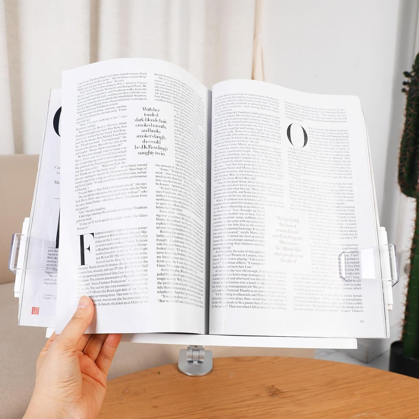 YOKIVE Book Stand for Reading, Adjustable Holder with 360° Rotating Arm & Page Clips, Portable Sturdy Book Holder, Great for Textbook (Silver, 10.3-inch)