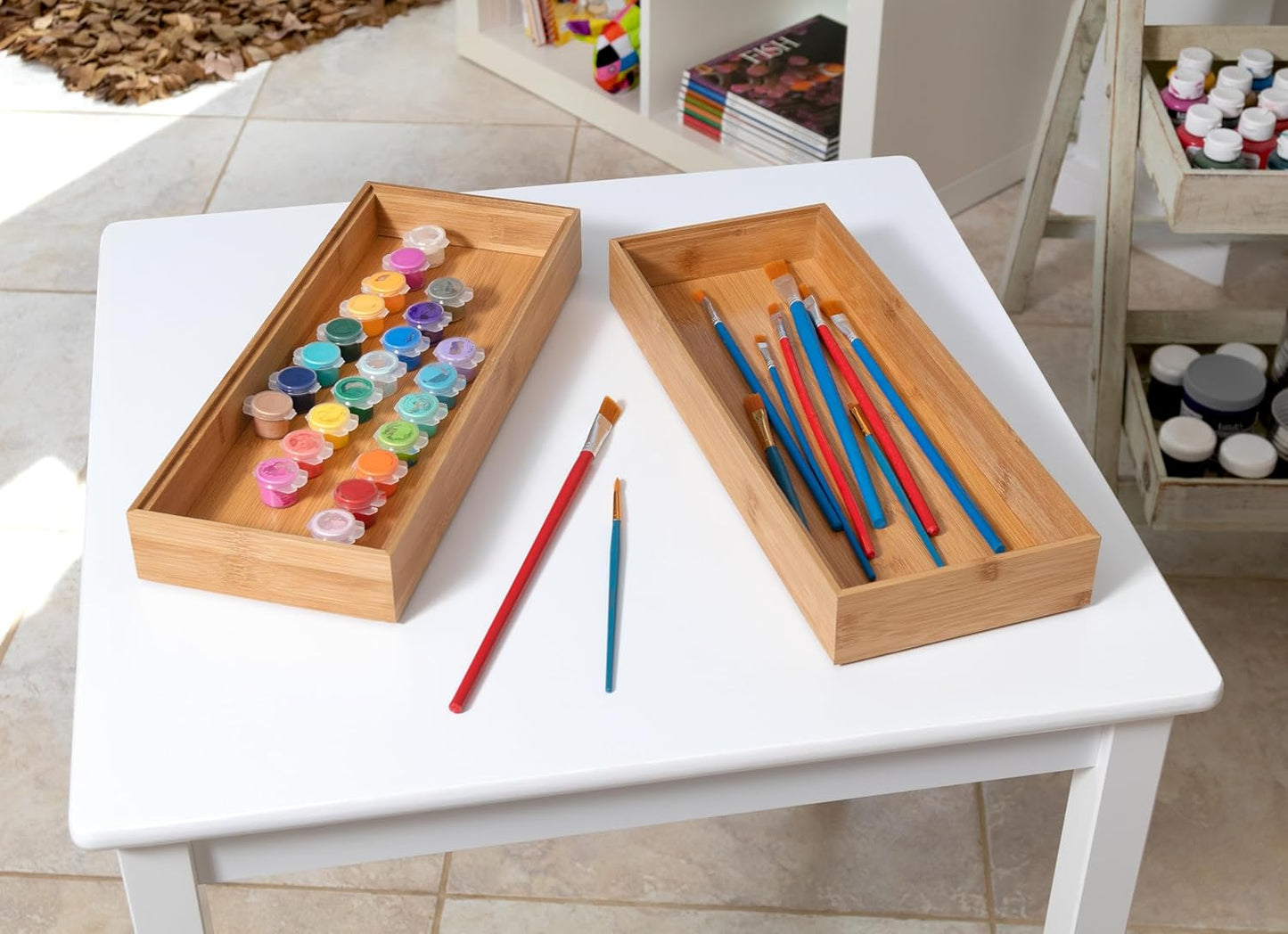 Lipper International 8186S Bamboo Wood Stacking Drawer Organizer Box, 6" x 15"