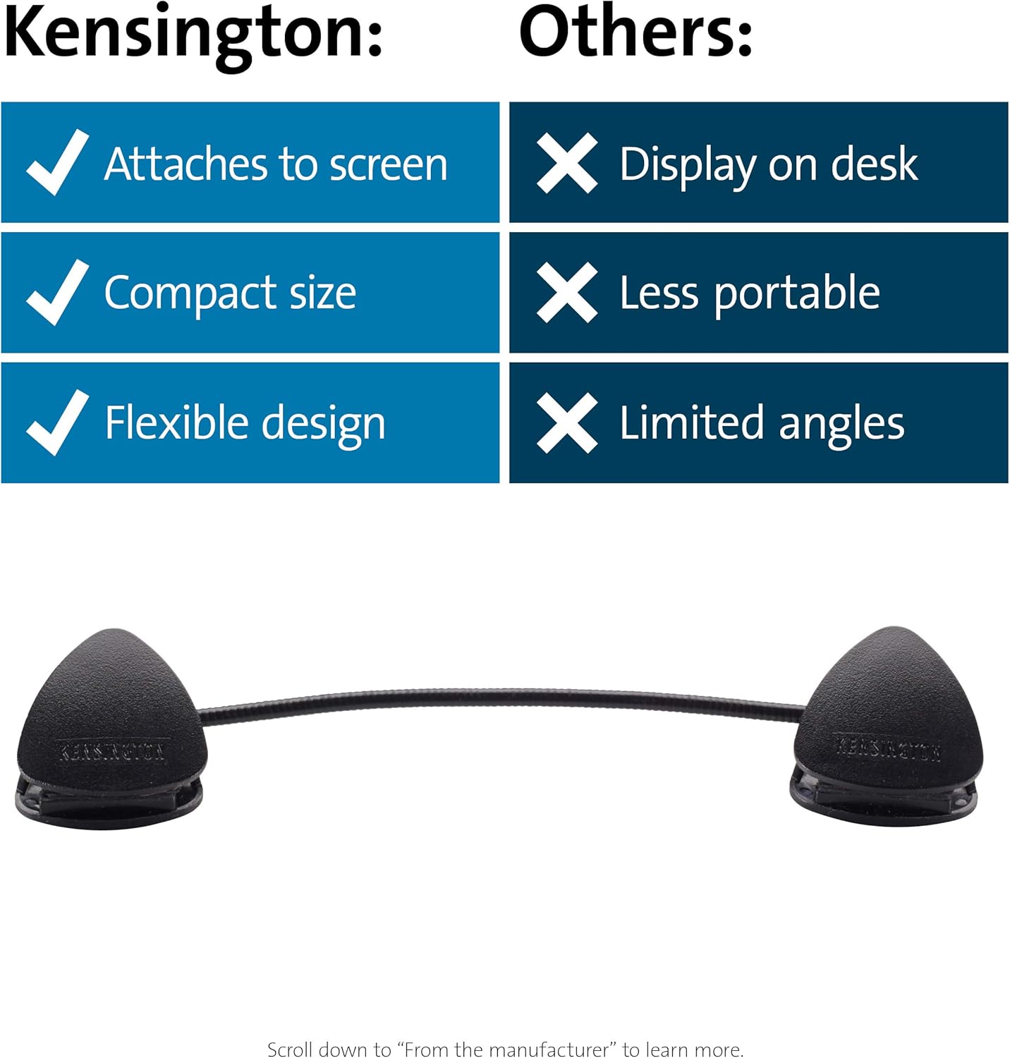 Kensington Document Holder for Typing for Laptops and Monitors, Flex Clip Copyholder, Typing Stand Document Holder, Office Paper Clip Holder, Compact Paper Holder Stand, Black 9-3/4" Wide K62081BF